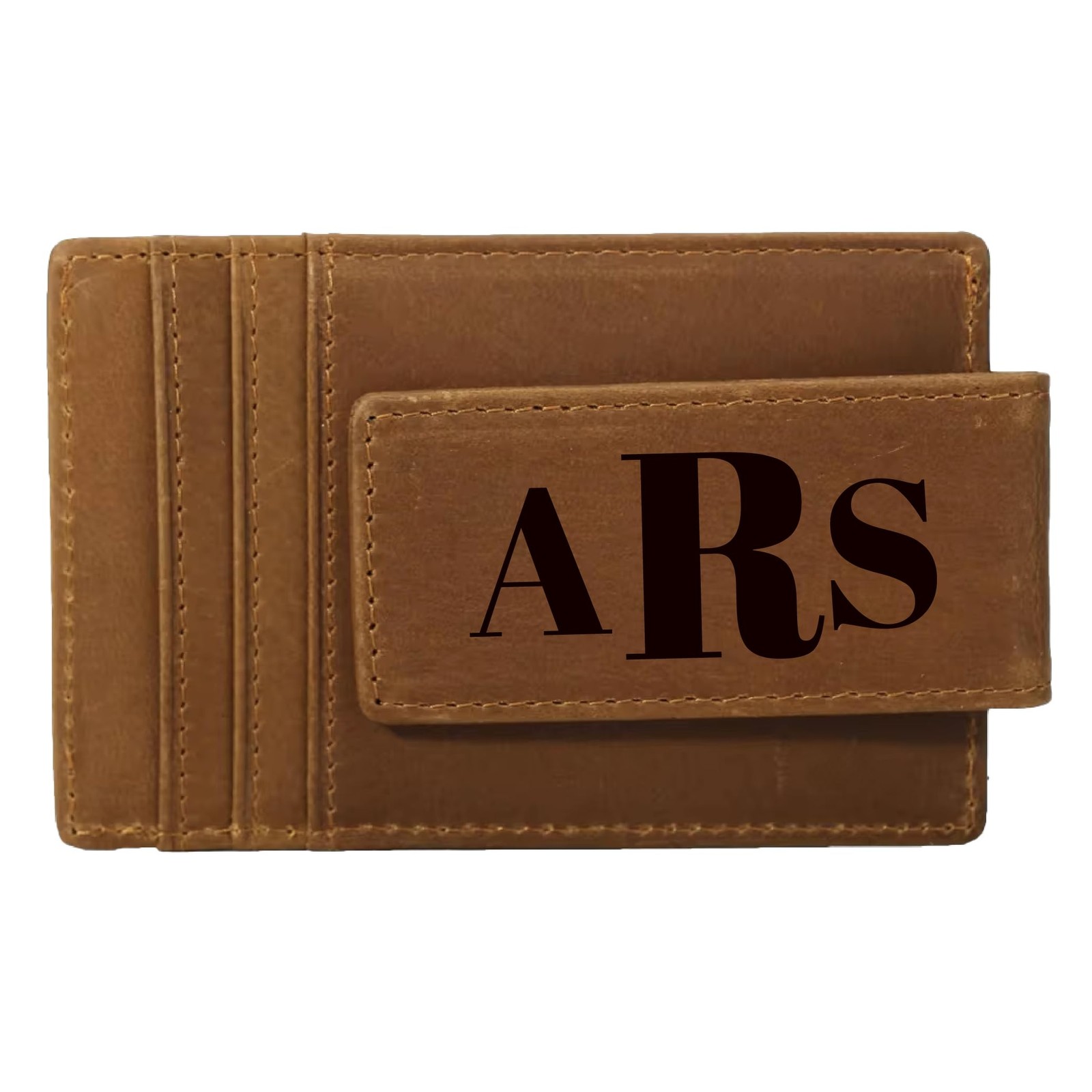 Personalized Leather Magnetic 4.3″ x 3.34″ x 0.23″, Dark Brown, Black