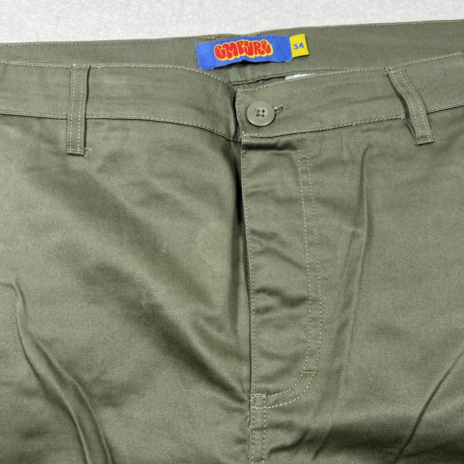 Empyre Cargo Pants Mens 34 Green Relax Fit Workwear Double Knee Pockets Utility