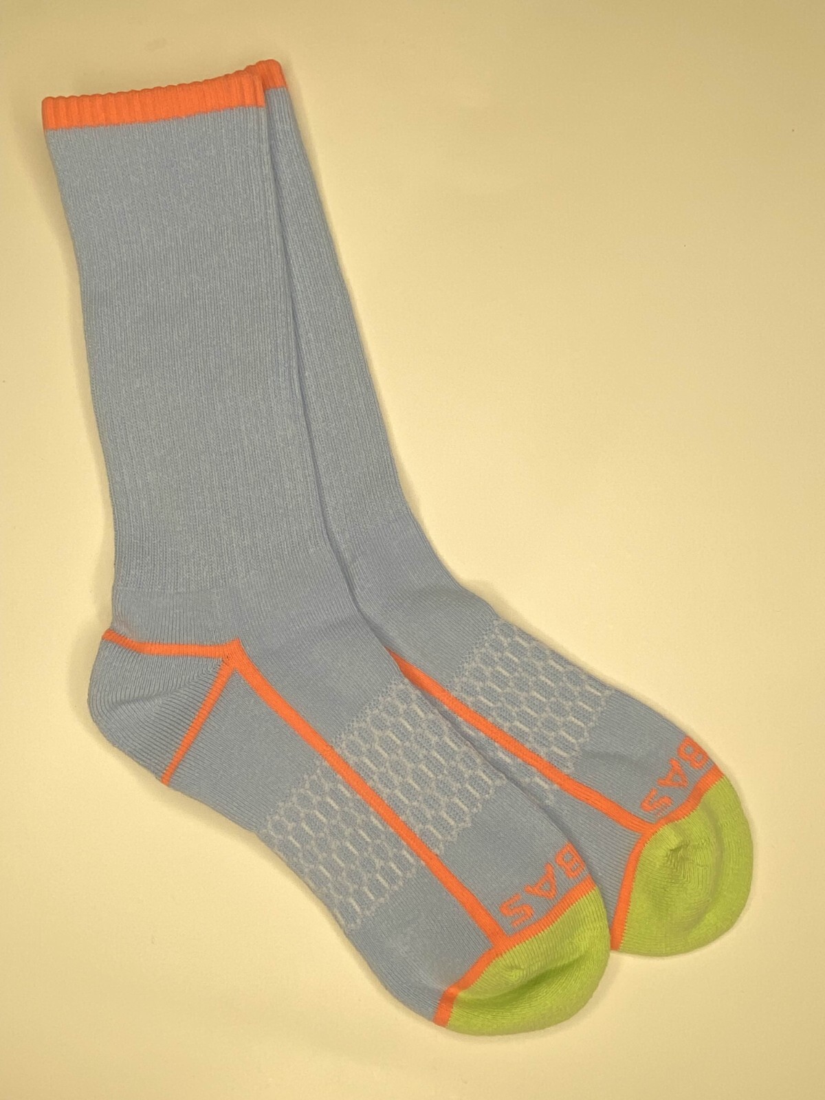 [3 Pack] Bombas Neon Tipping Border PowderBlue Medium Calf Socks