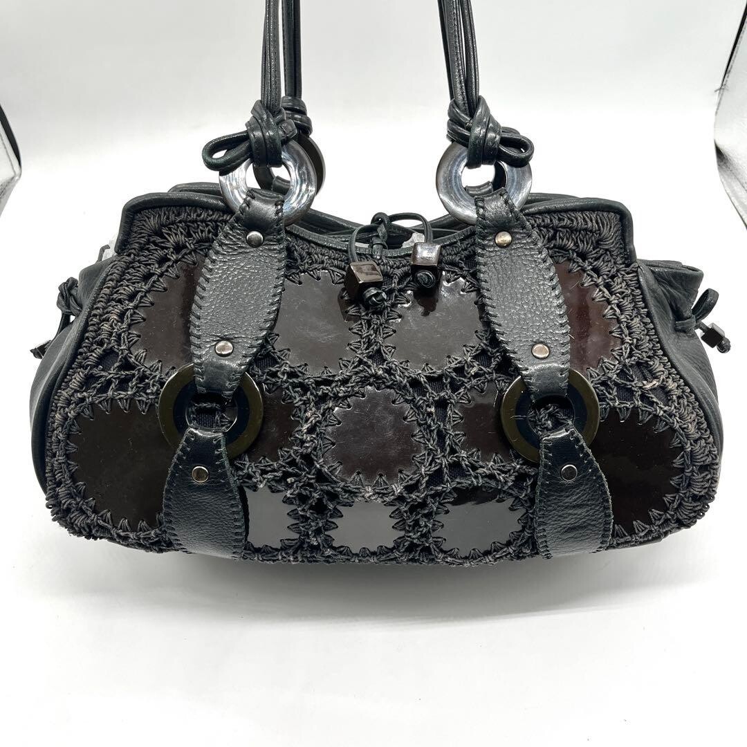 JAMIN PUECH Handbag Art Bag Leather Black Authentic From Japan
