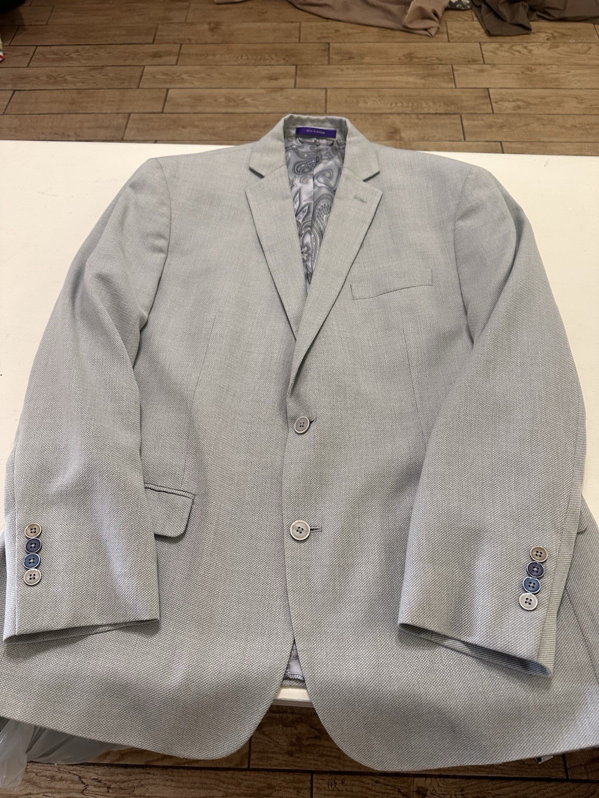 Men’s Tallia Polyester Blend Two Button Light Gray Sport Coat Size XL