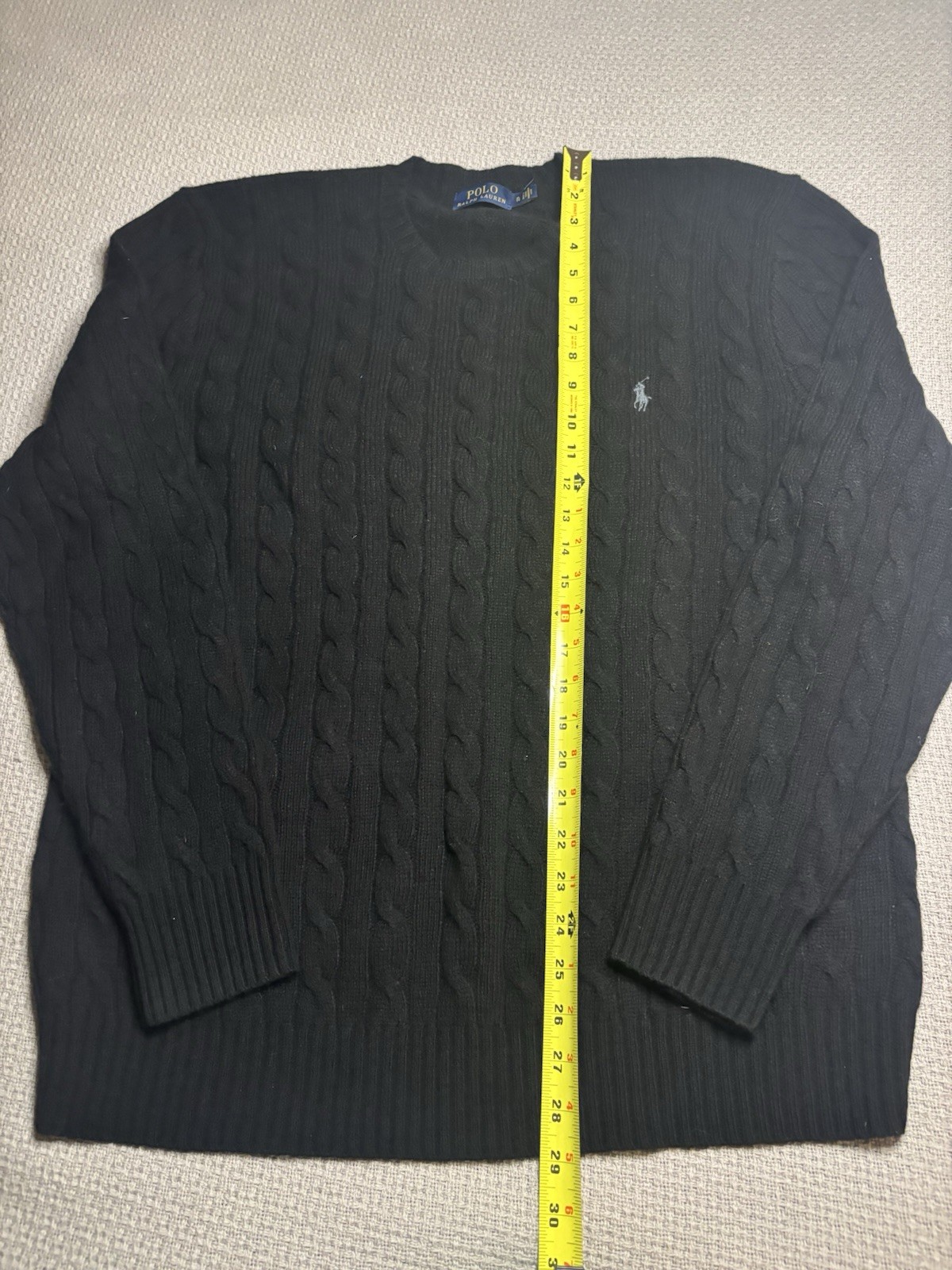 POLO Ralph Lauren Cable Knit (90% Wool, 10% Cashmere) Sweater Classic Black XL