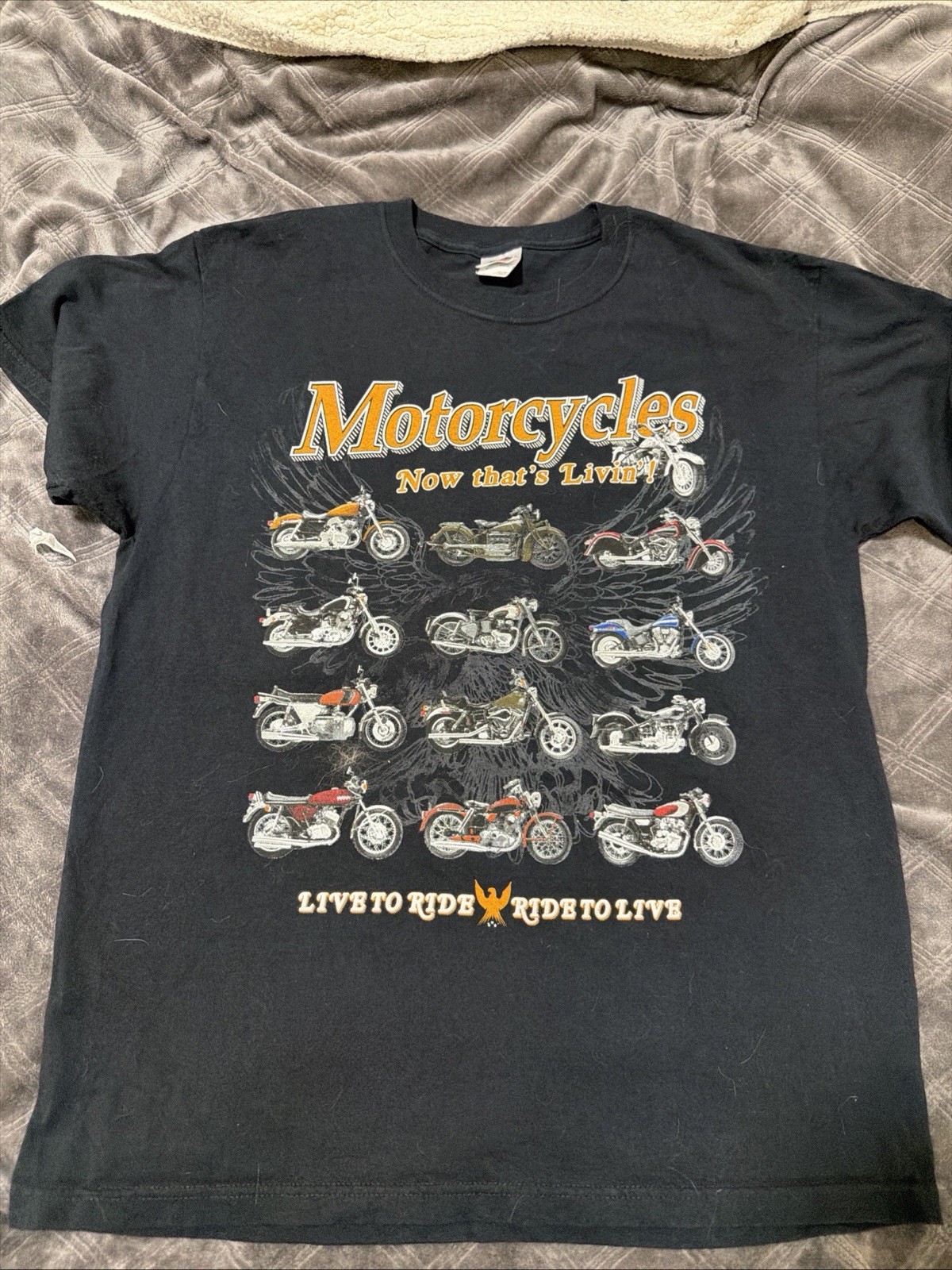 Vintage Motorcycle Biker Adult L Shirt Live to Ride Punk Grunge Y2K Harley