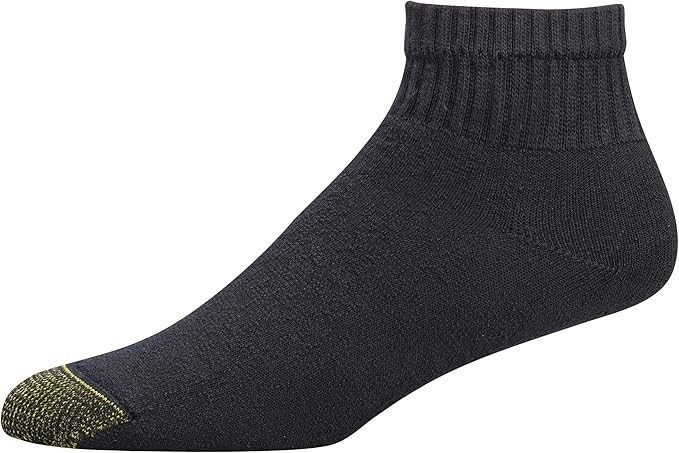 Gold Toe Men’s 656P Cotton Quarter Athletic Sock 6 Pack Black Size 6-12.5