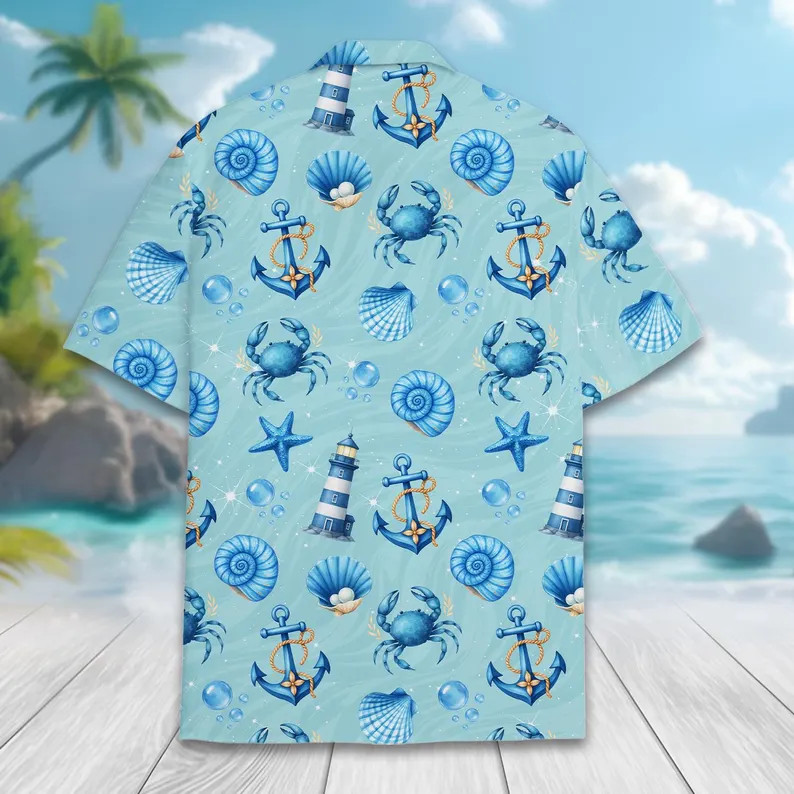 Nautical Crab Anchor Hawaiian Shirt