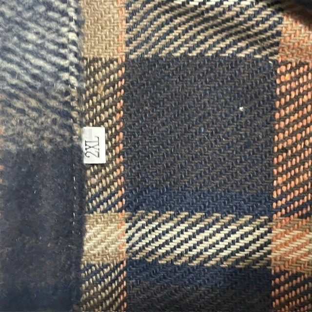 Women’s Black Orange Tan Button-Up Flannel Shirt Metallic Buttons Pockets Sz XXL