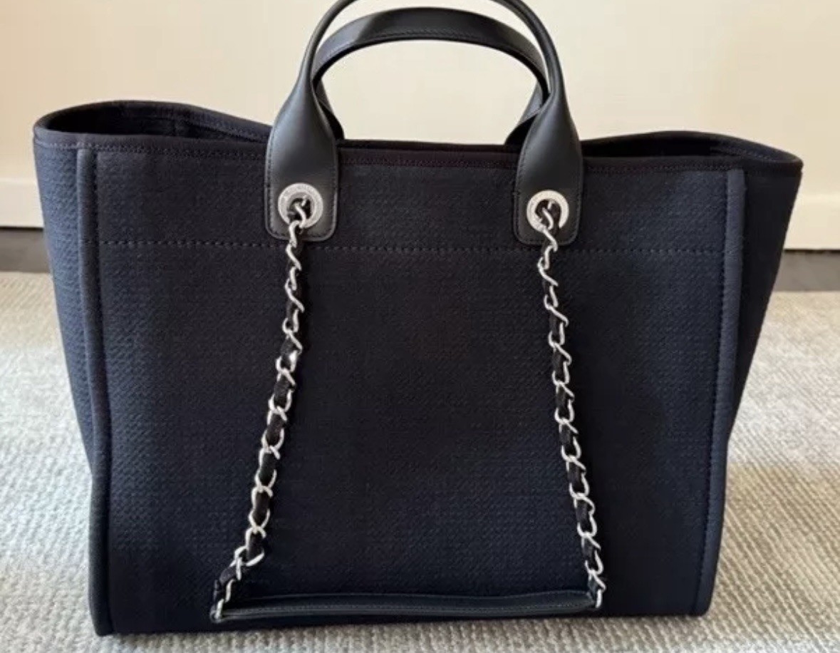 Chanel Deauville Tote Canvas Medium Black