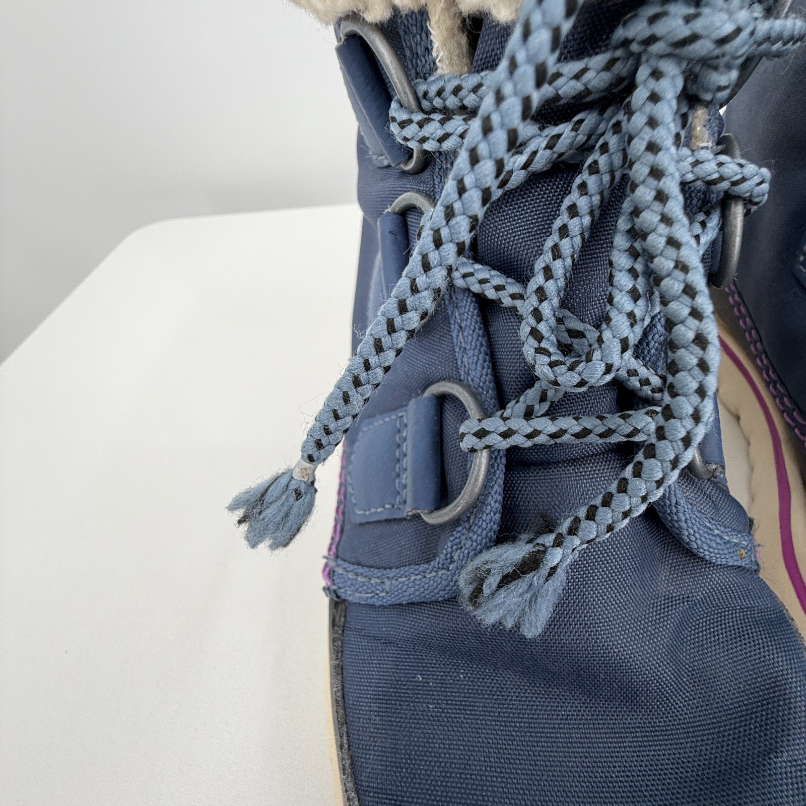 Sorel Winter Ankle Boots Womens 7.5 Cozy Carnival Nylon Snow Waterproof Navy