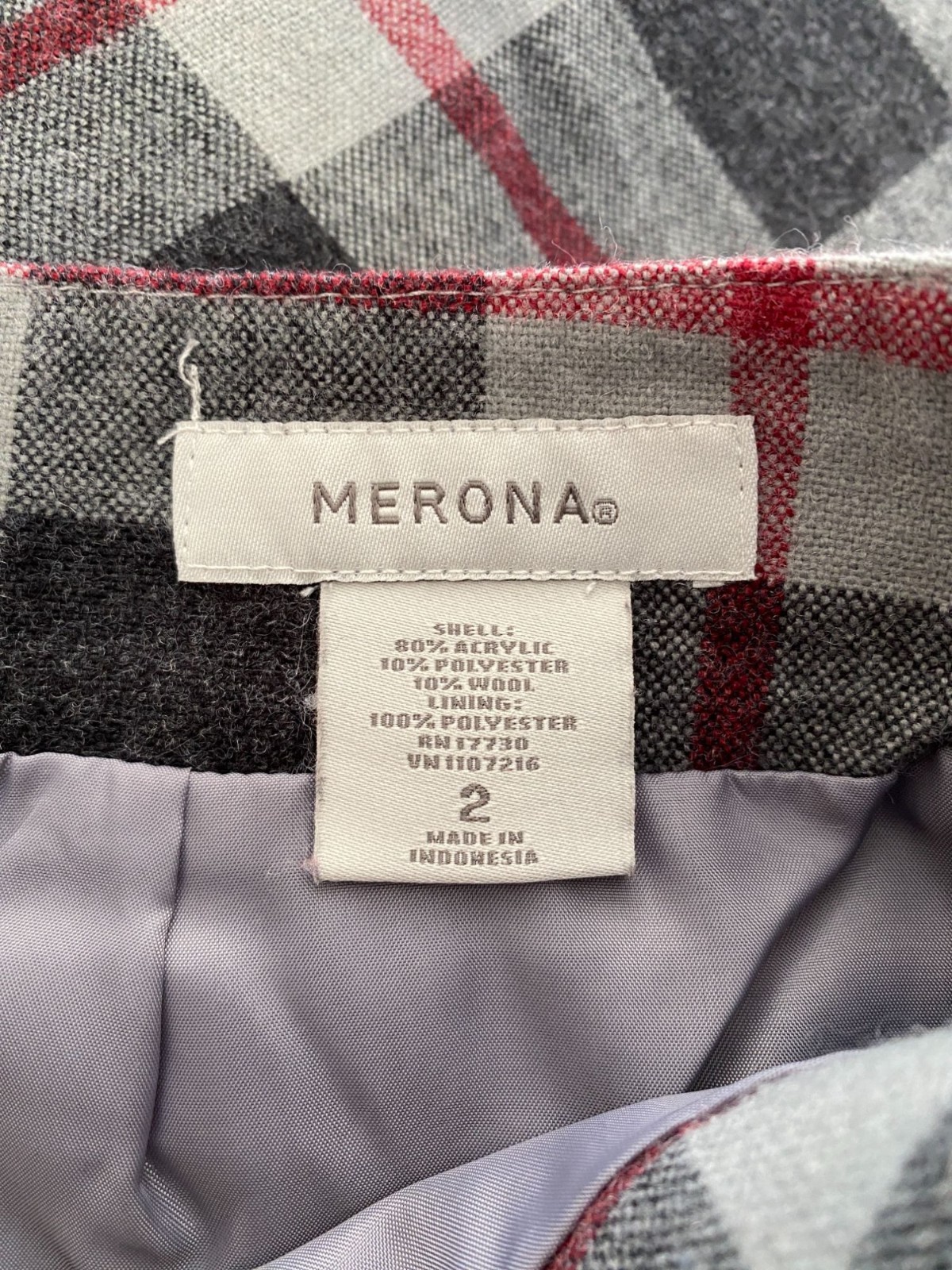 Merona Womens Gray Plaid Acrylic Blend Mini Skirt 2 Acrylic Blend Fully Lined