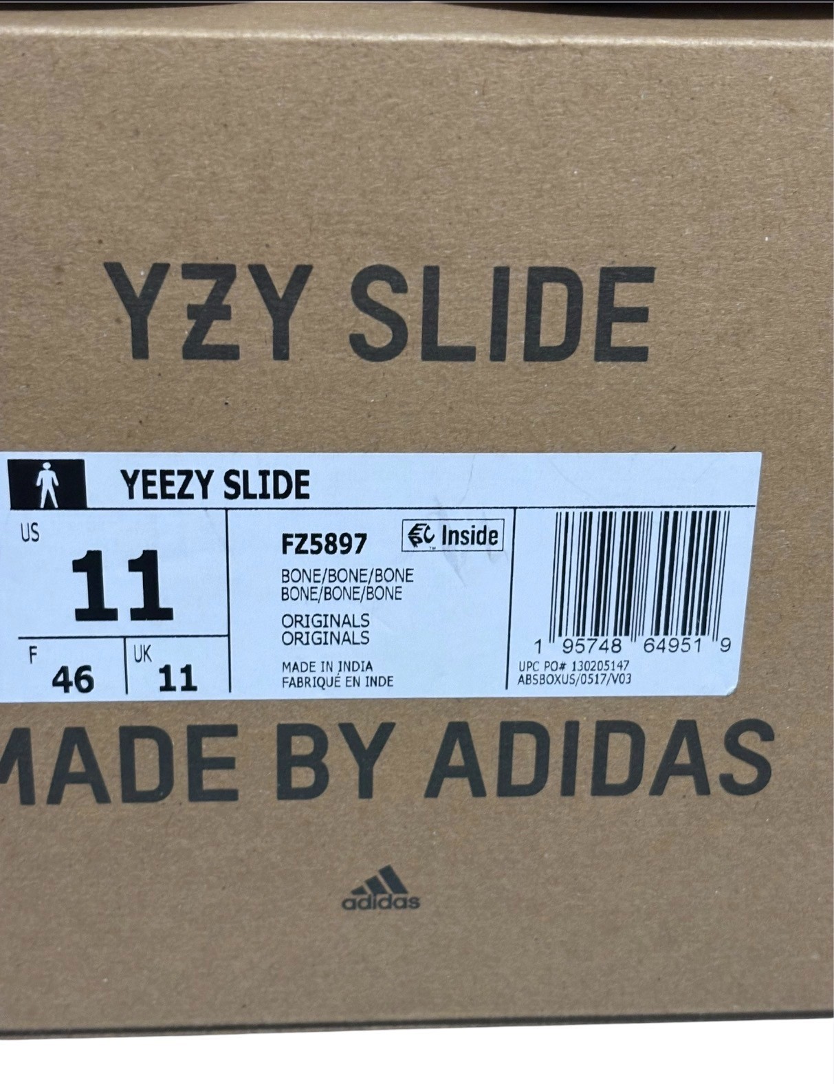 Authentic Adidas Yeezy Slide Bone Sz 11 FZ5897 – Confirmed App Clean Condition