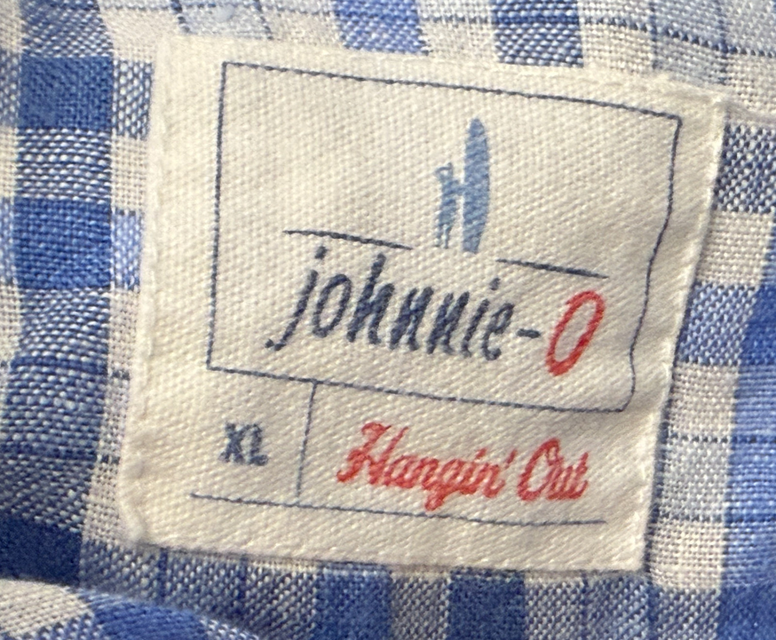 NEW JOHNNIE-O HANGIN’ OUT LAGUNA BLUE BRONX PLAID LINEN BUTTON UP SHIRT SZ XL