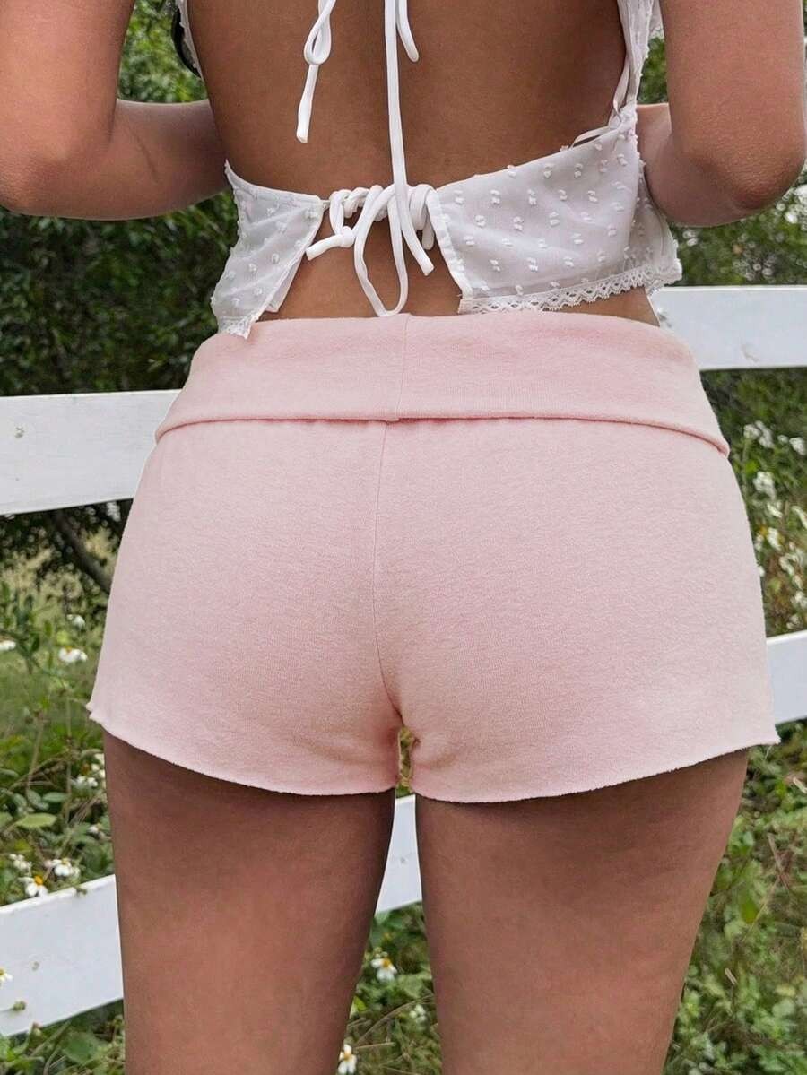 White Cotton Mini Shorts Women Casual Elastic Waist Summer Shorts