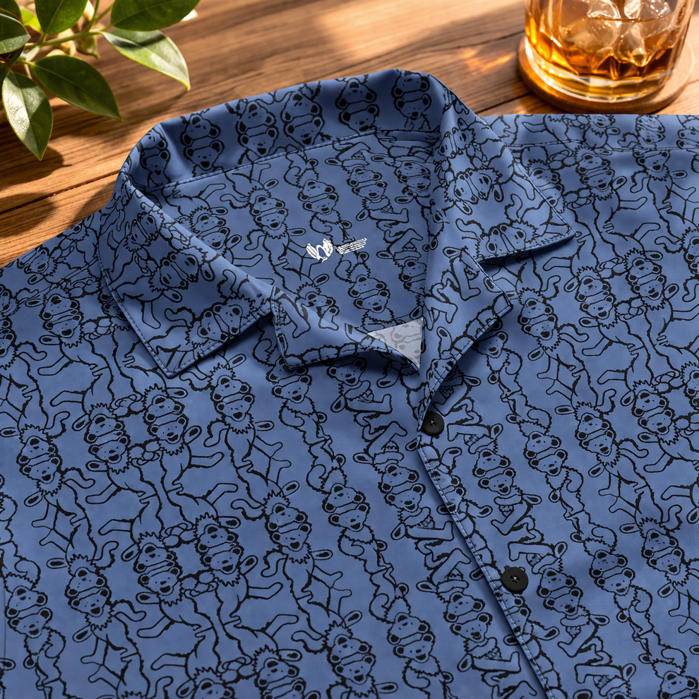 Dancing Bears Hawaiian Men Shirt, Men Grateful Dead Accent Hawaiian Shirt
