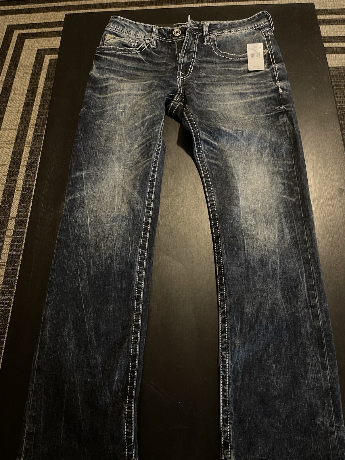 Salvage Buckle Mayhem Straight Jeans Regular Fit Size 32/32 Black Wash NEW W/TAG