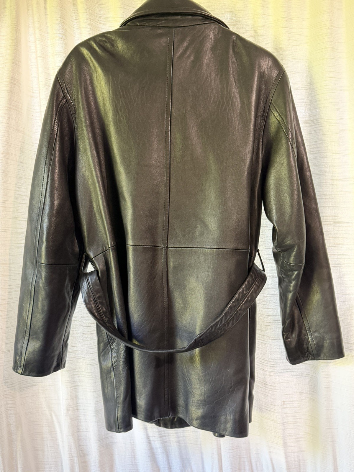 Vintage Express Black Leather Trench Coat Belted – MEDIUM – 1990s Goth Matrix