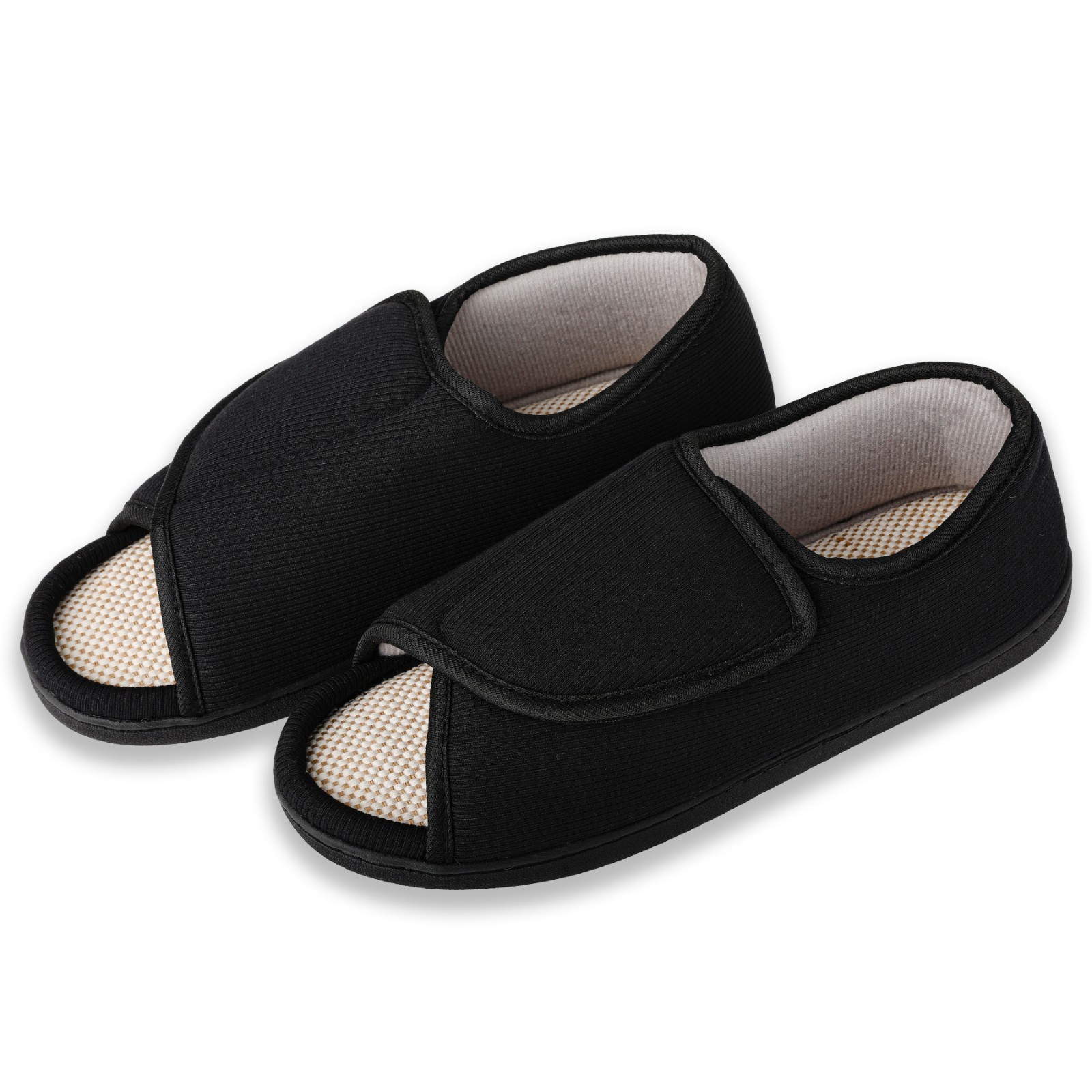 Tiestra Mens Diabetic Open Toe House Slippers Edema Swollen Feet Comfort Sandals