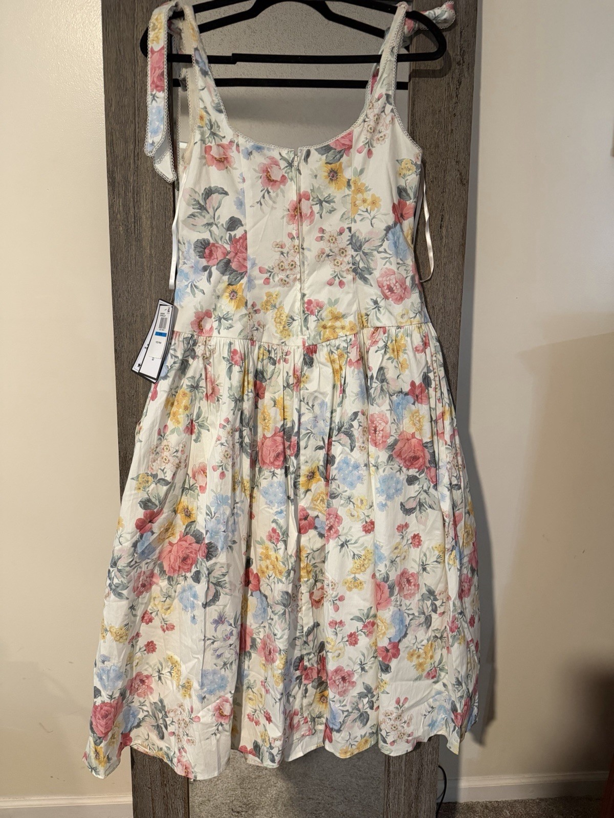 Alex & Sophia Square Neck Floral Poplin Midi Dress 9/10 White Multi