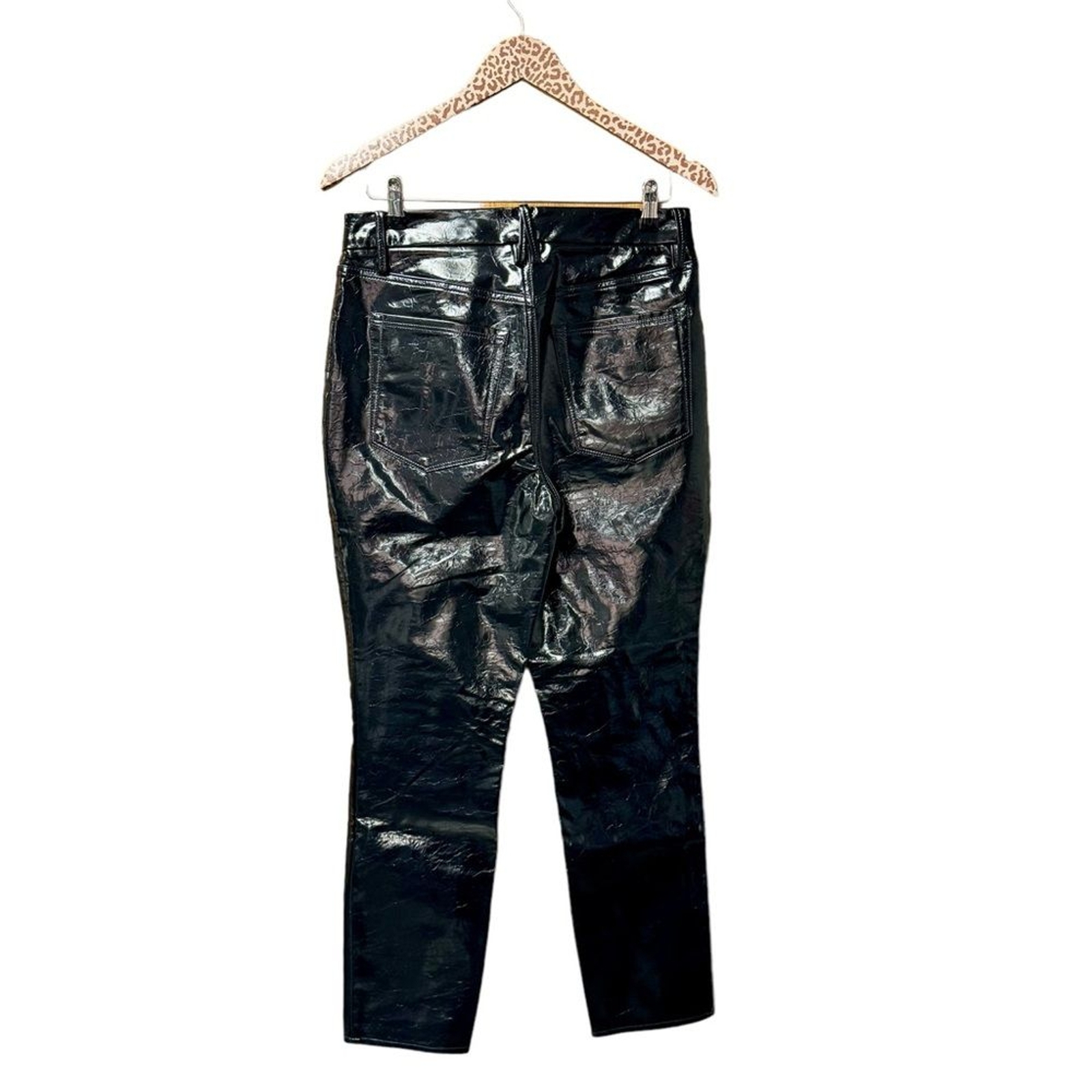 NEW Good American Good Classic Faux Leather Straight Leg Pants Black 8/29 NWT