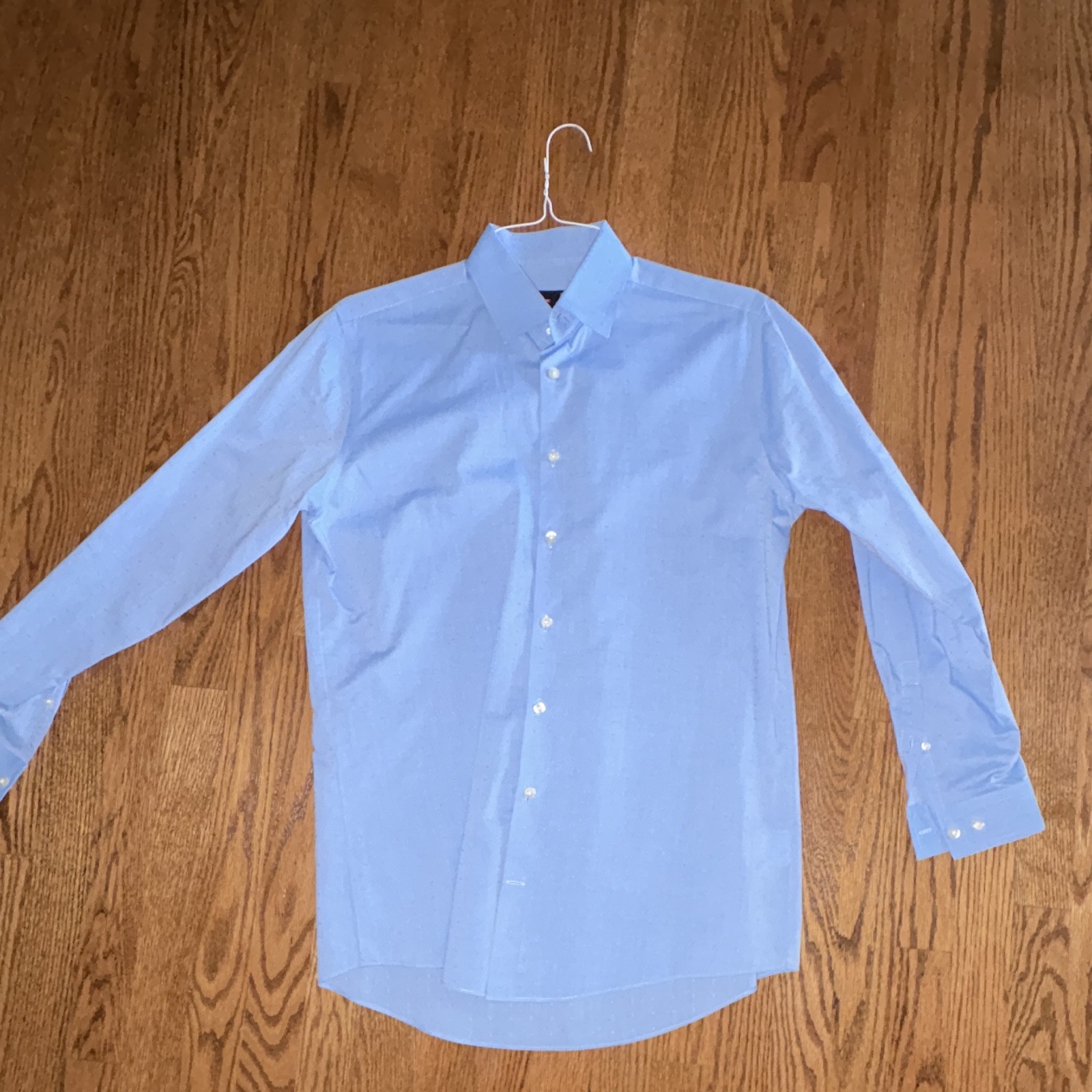 J.Ferrar Men’s Slim Stretch Blue Geometric Dress Shirt M 15-15.5 32-33