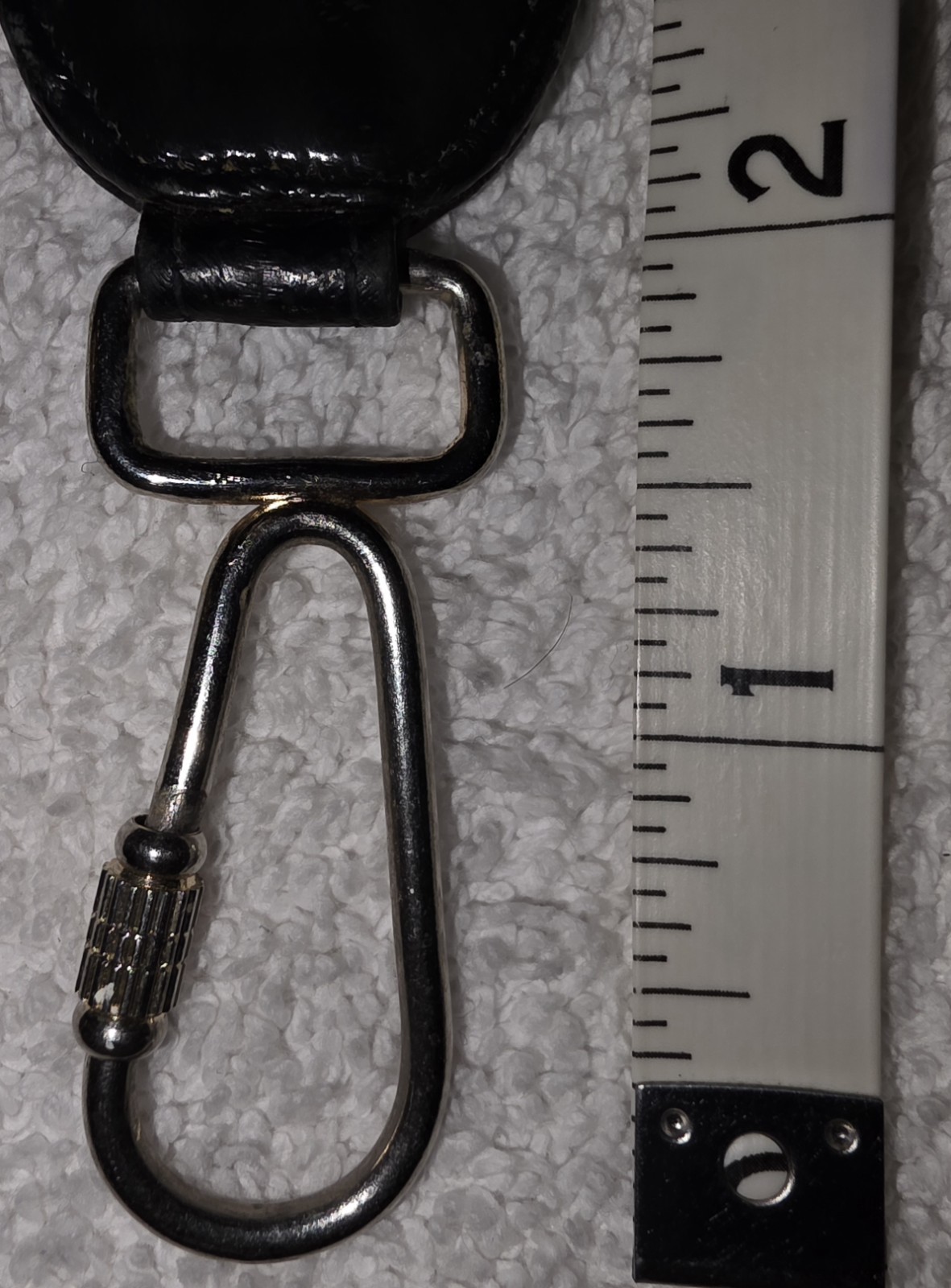 Vintage 90s Genuine Eel Skin Key Ring Carabiner Clip Very Soft Smooth Feel