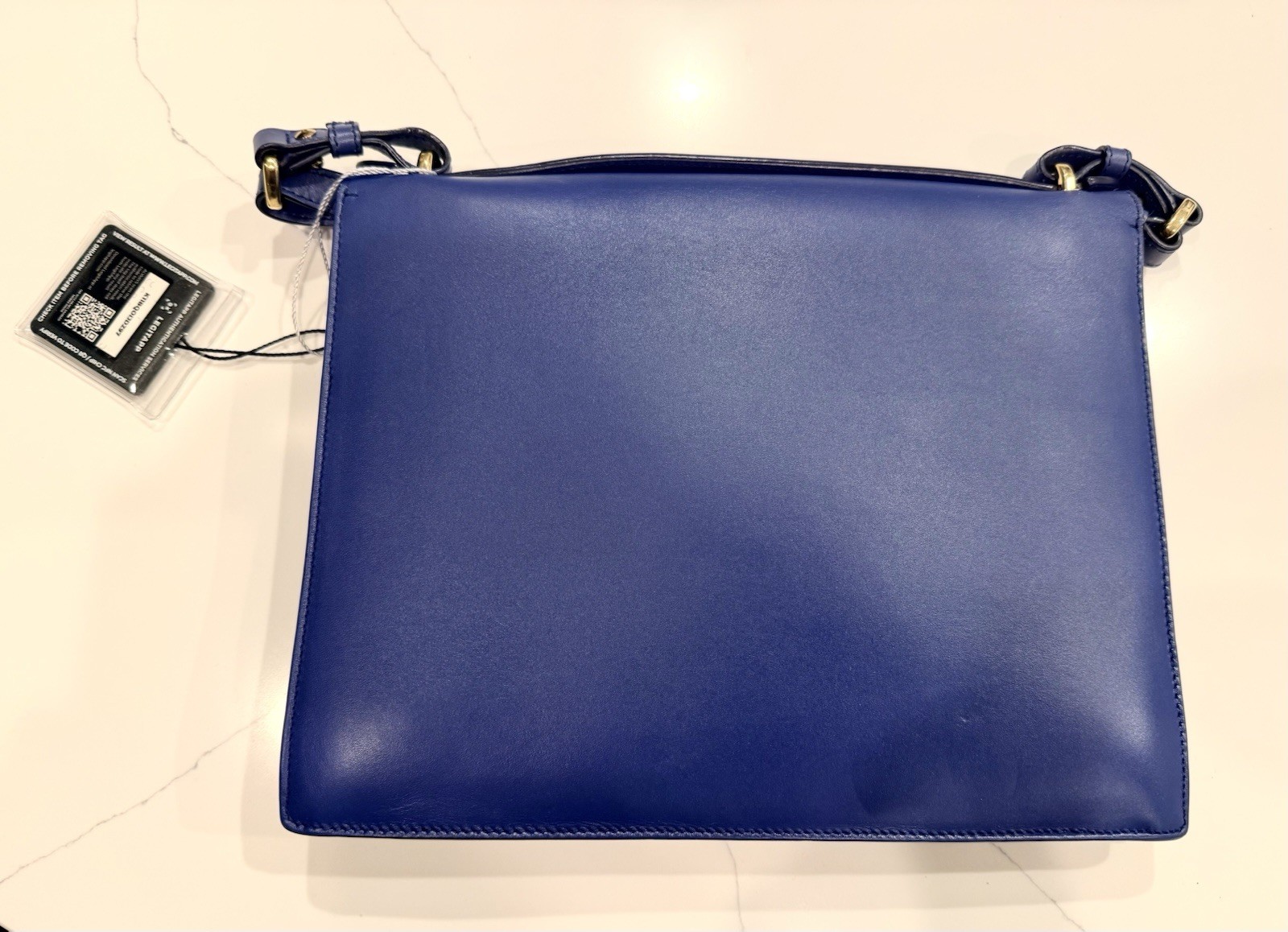 Auth Cert – Salvatore Ferragamo Blue Shoulder Bag Turn Lock Gold Hardware