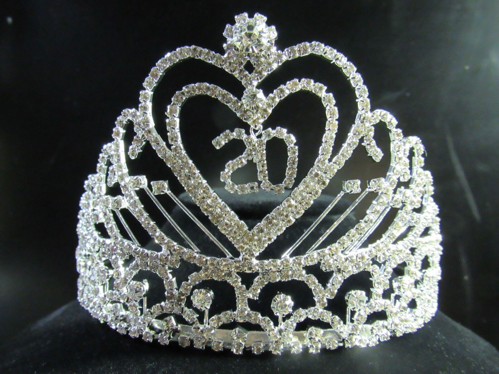 20th Birthday Party Wedding Anniversary Rhinestone Heart Tiara Crown Headpiece