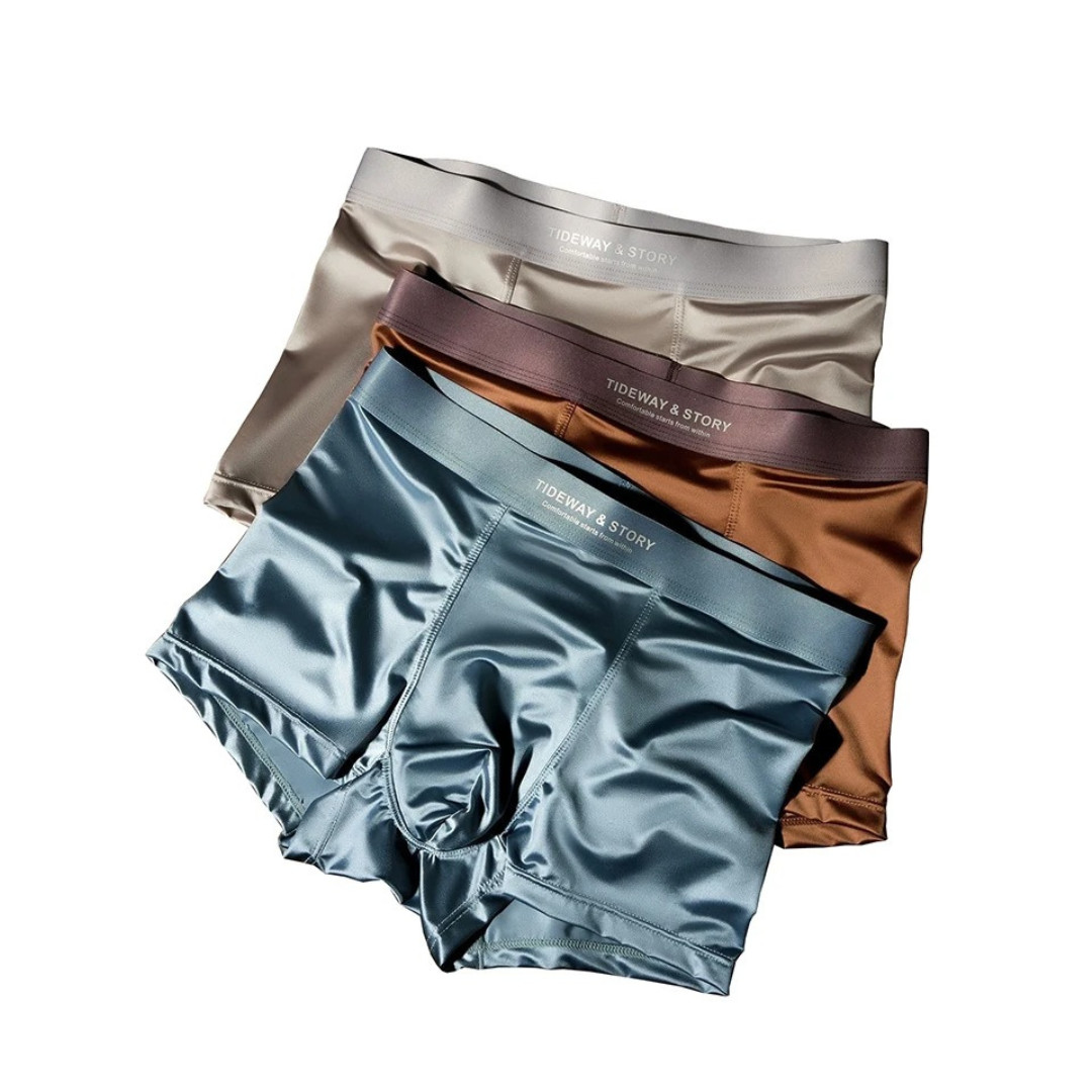 4PCS Men’s Ice Silk Underwear Breathable Boxer Shorts Seamless Satin Soft Briefs