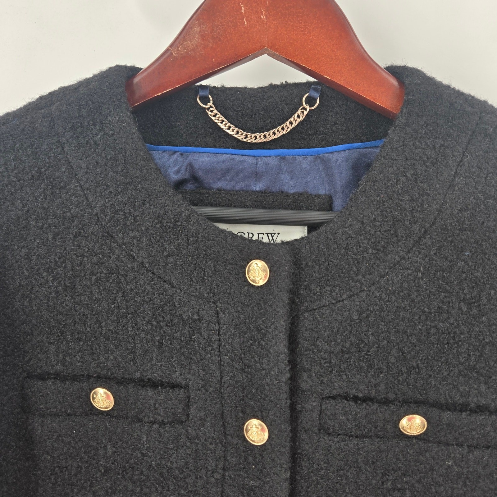 J. Crew Collection jacket womens size 4 black gold buttons Mario Bellucci Italy