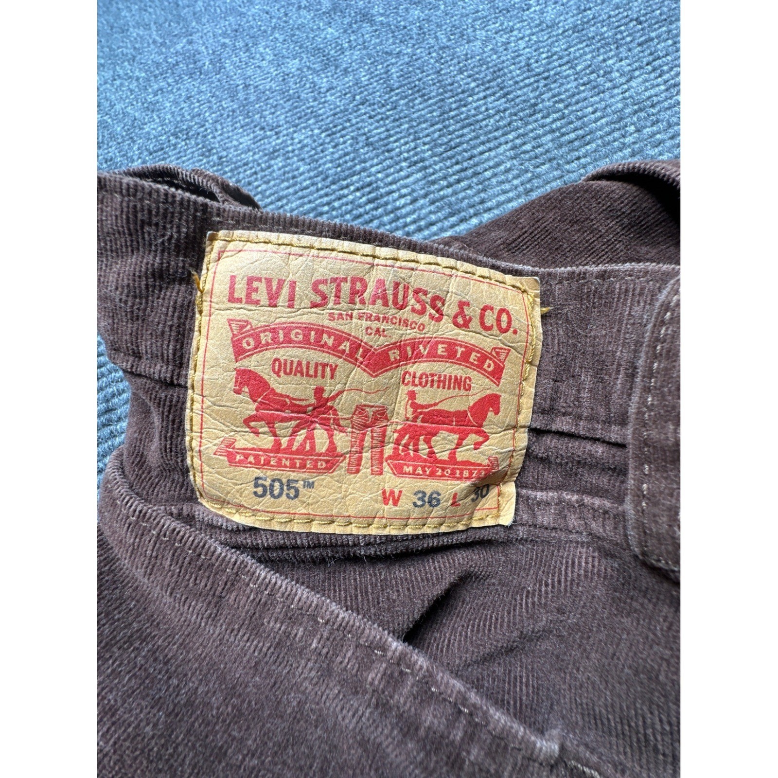 Levi’s 505 Regular Fit Corduroy Pants Mens 33×28 Brown Straight Leg Stretch