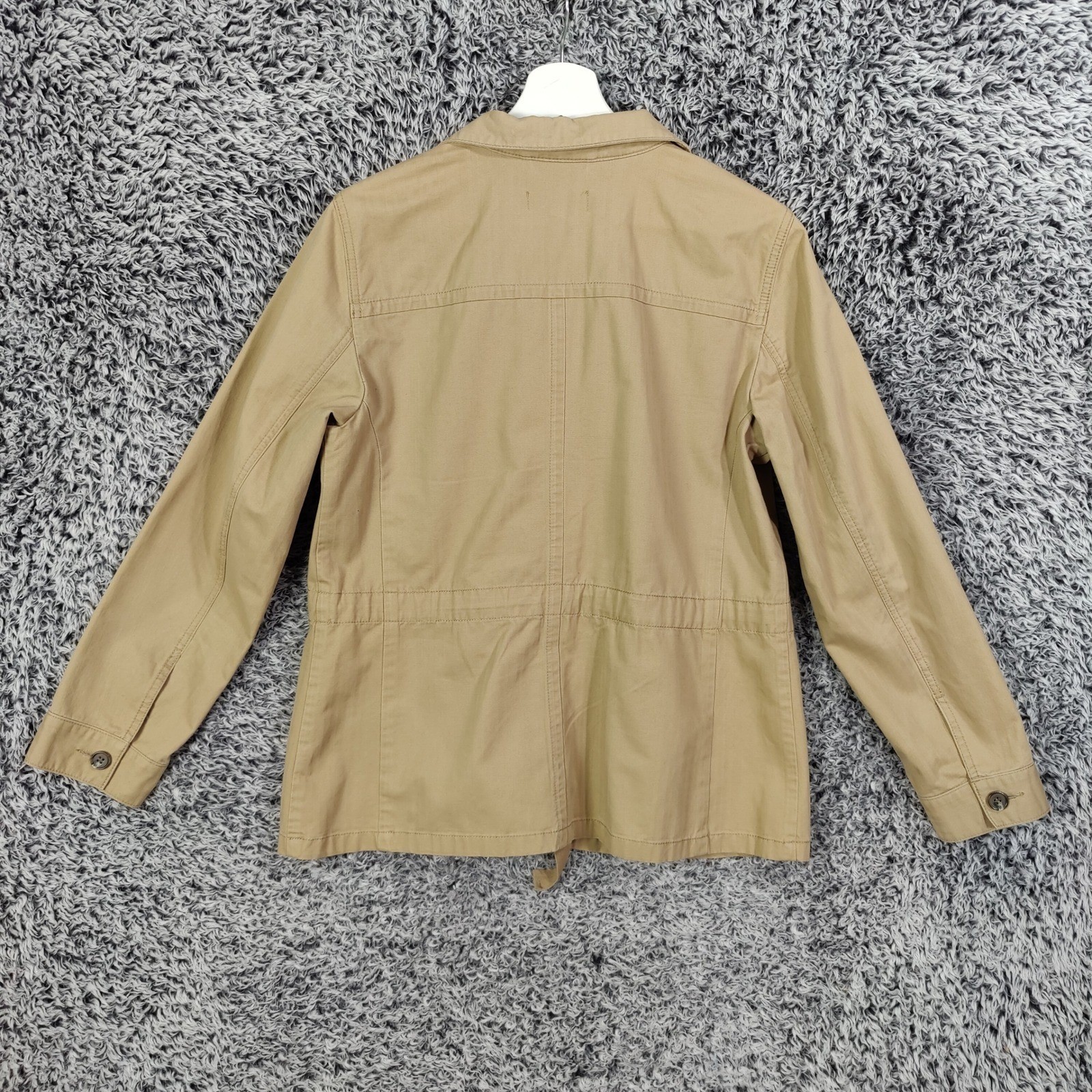 Talbots Womens Safari Utility Field Coastal Preppy Jacket M Tan Cotton Button Up