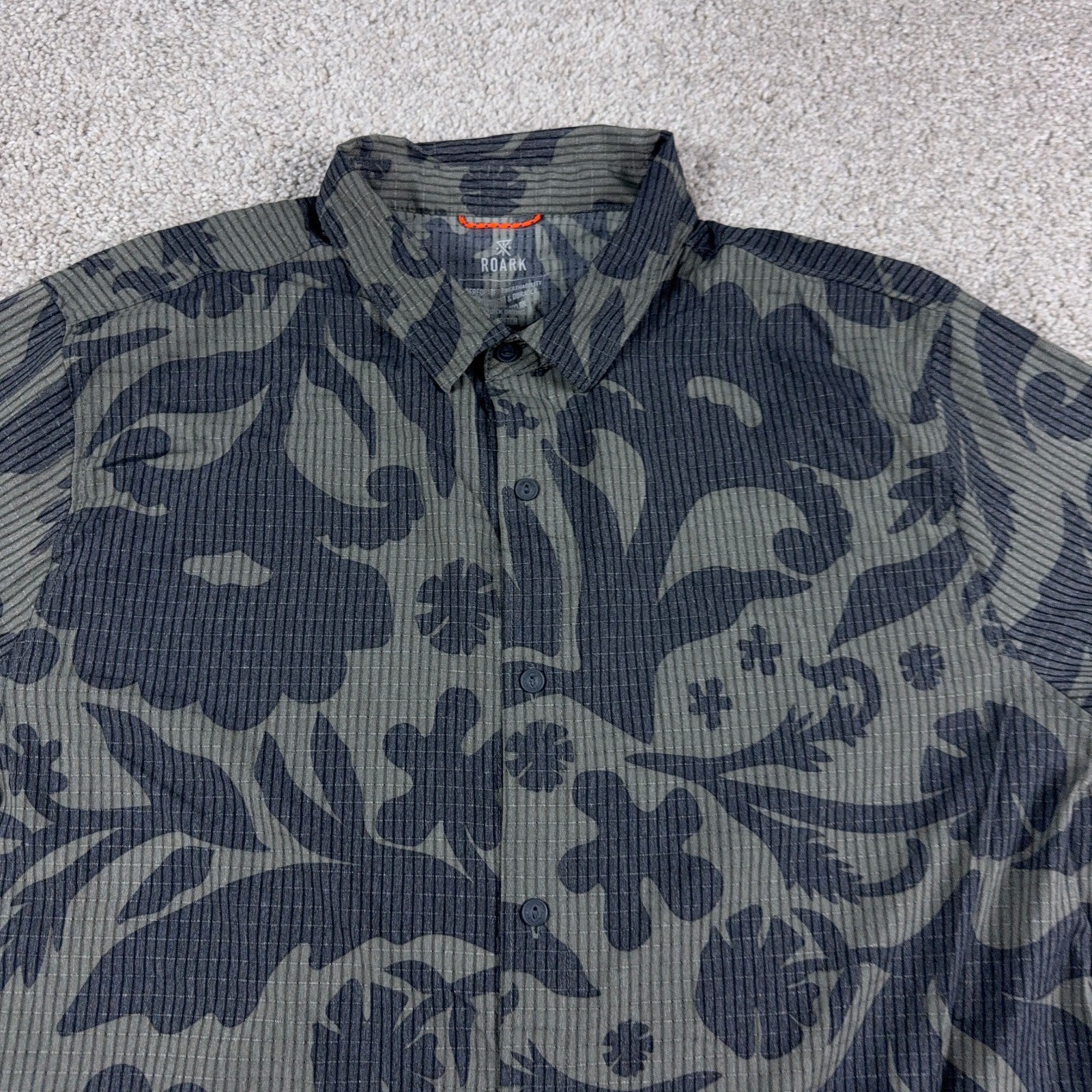 Roark Shirt Mens Extra Large Green Bless Up Button Up Perforated Vented Hiking