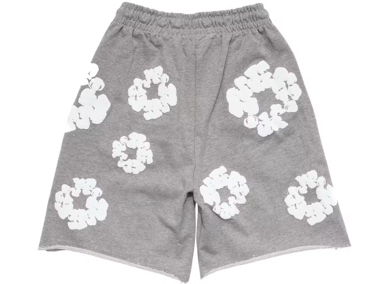 DENIM TEARS Gray Cotton Fleece Wreath Graphic Sweat Shorts Drawstring Pockets