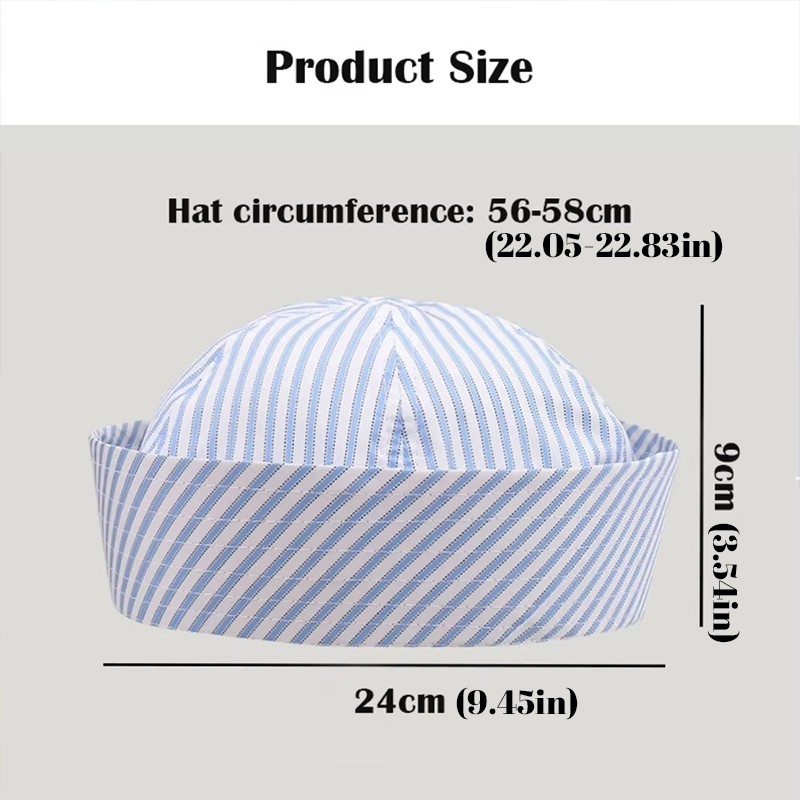 Stripe Cosplay Sailor Hat Versatile Breathable Comfortable Stage Performance Cap