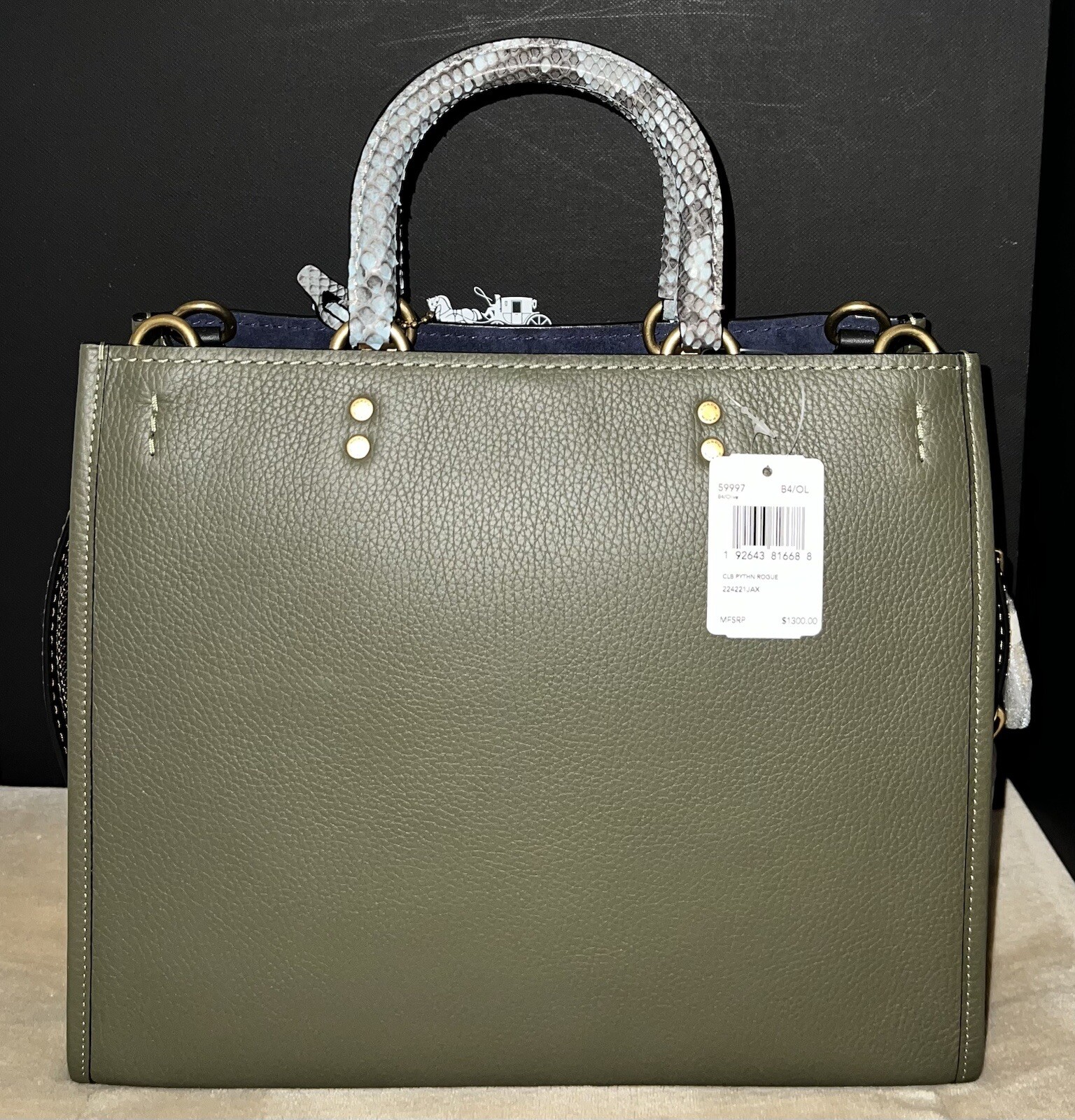 Coach 1941 MTO Rogue Bag In Colorblock With Snakeskin Detail, Style 59997, NWT!
