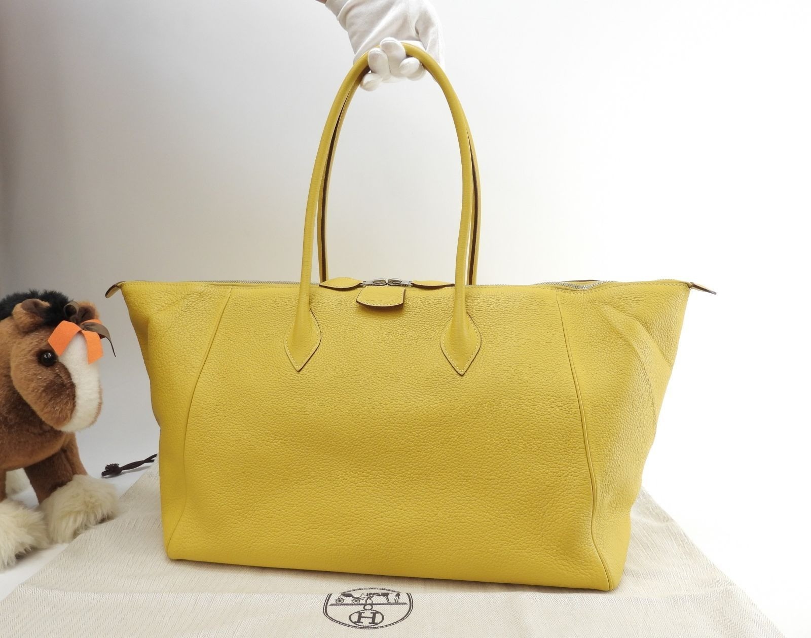 Hermes Paris Bombay 40 Tote Bag Taurillon Clemence Yellow 21.6*10.2*7 inch