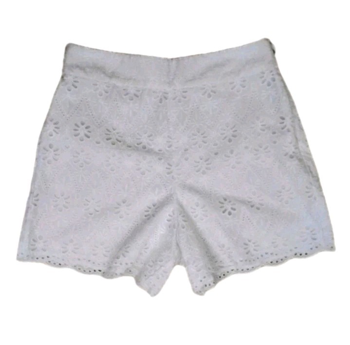 Kate Spade New York Eyelet Scalloped Hem Shorts Womens 4 Fresh White High Rise