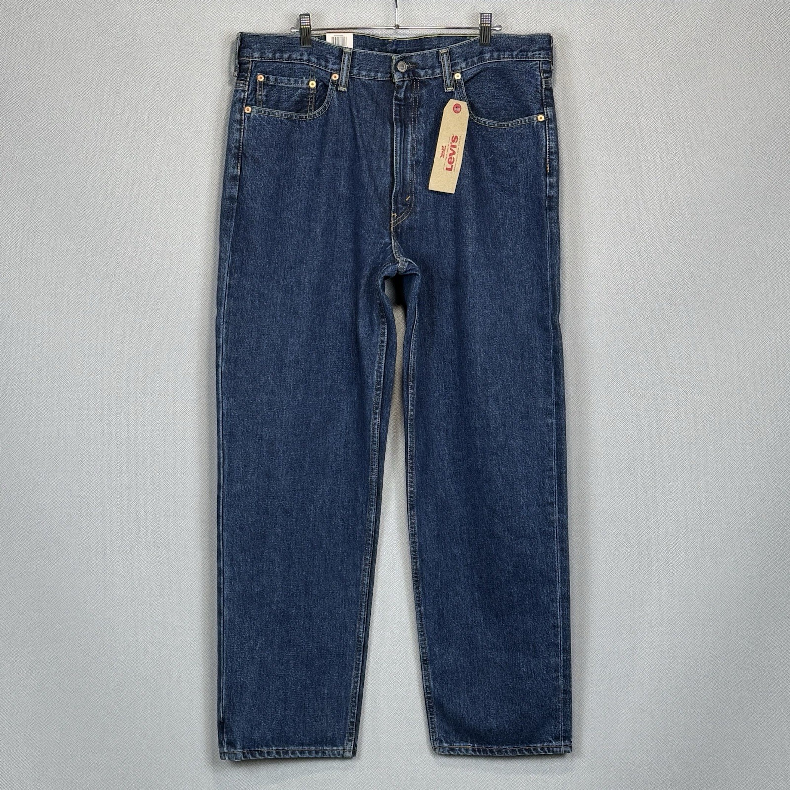 Levis Jeans Men 38×32 Blue 550 Relaxed Tapered Dark Stonewash Denim Cotton NWT