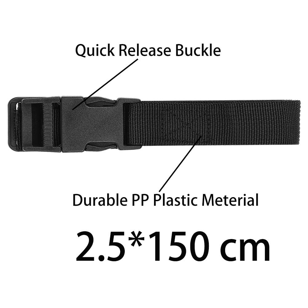 6 Pack Luggage Nylon Straps with Quick Release Buckle 1inch-6pc, Black