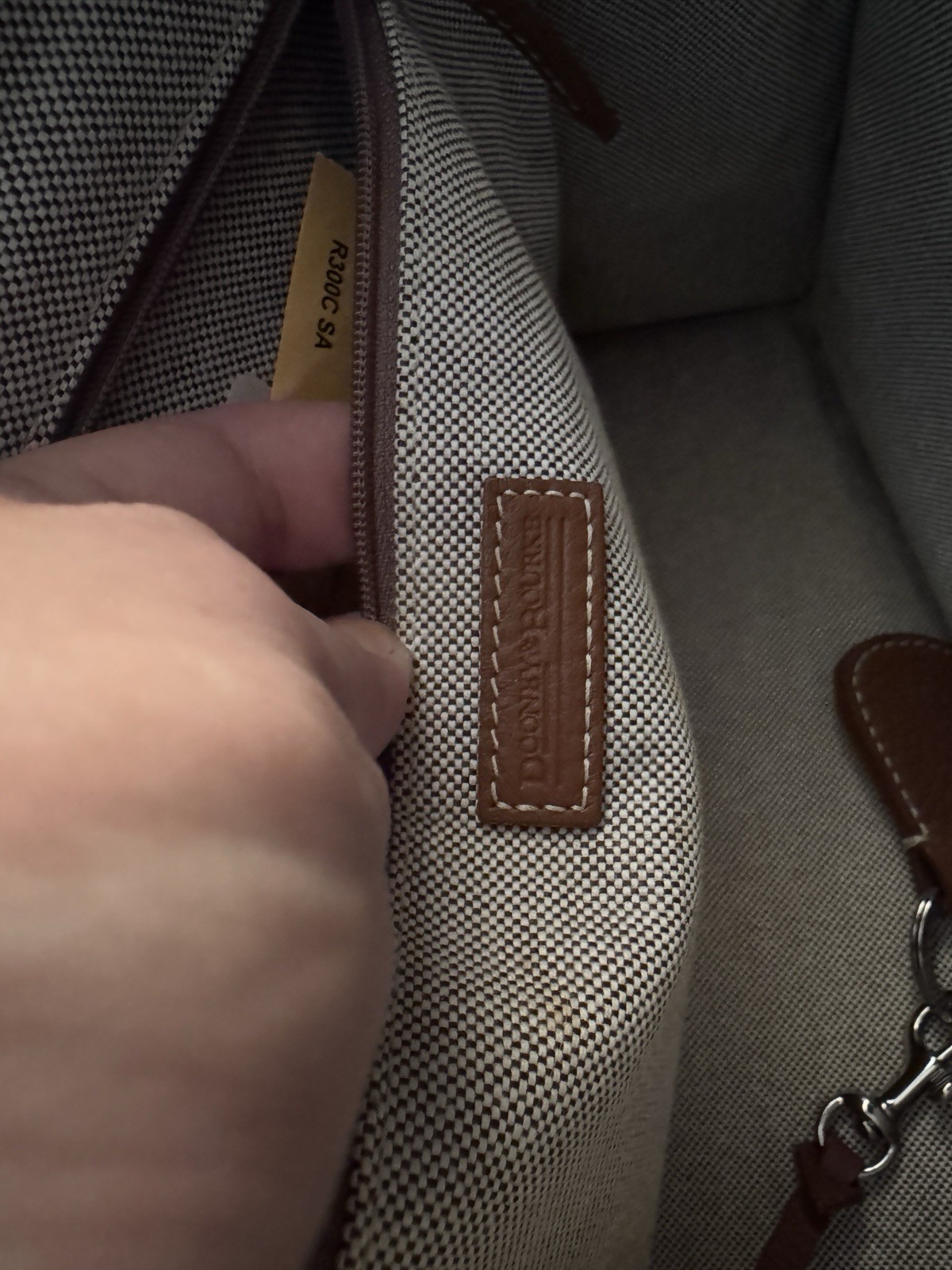 Dooney & Bourke Pebbled Leather Double Pocket Tote Satchel Brown Shoulder Bag