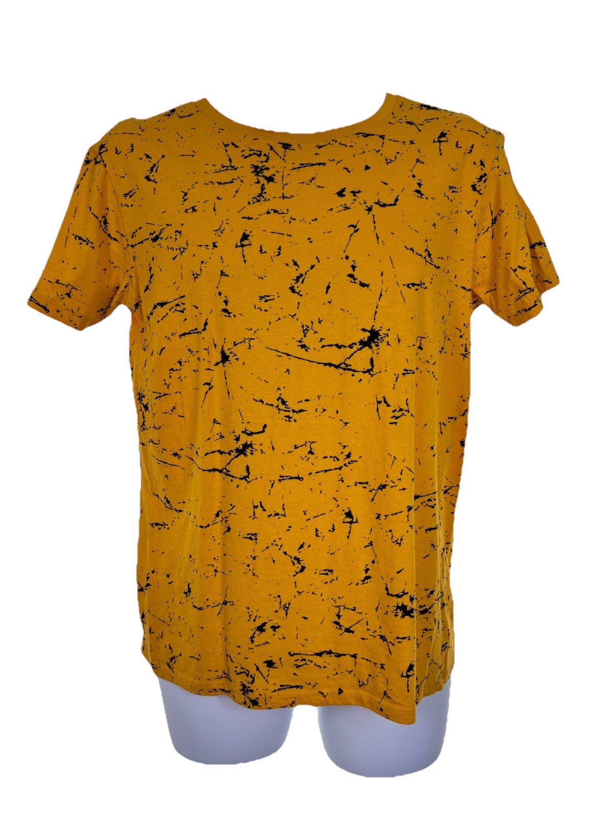 Five Point Industry Men’s Small Mustard Yellow Paint Splatter T Shirt Cotton