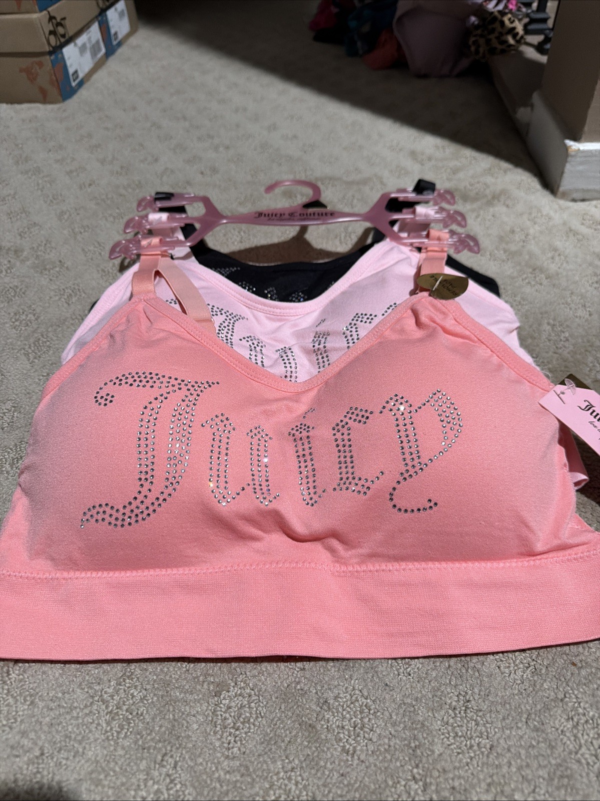 Juicy Couture Intimates 3pk Rhinestone Bra/Bralette Set. Sz 1X. NWT!