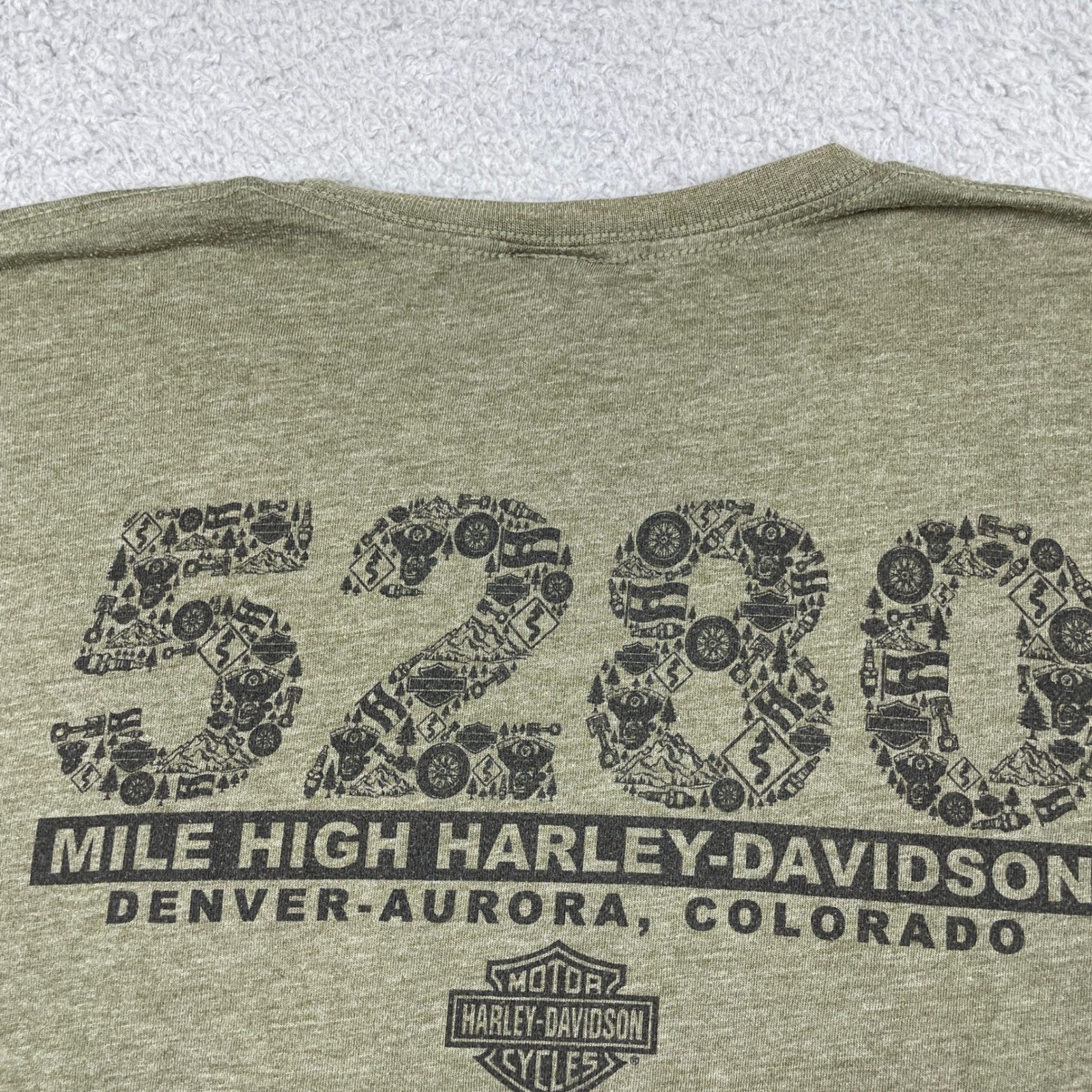 Harley-Davidson Mile High T-Shirt Mens XL (No Tag) Green Denver Aurora 5280 Tee