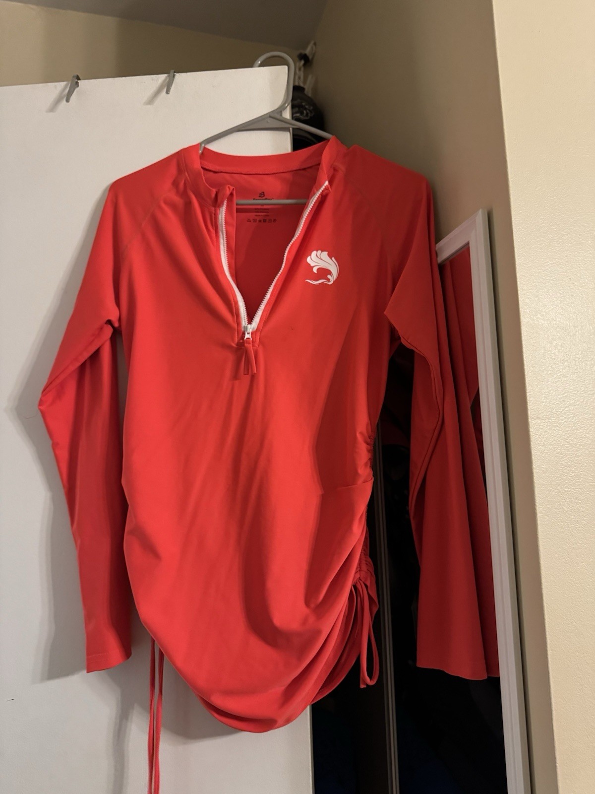 BesserBay Sports Women’s Orange 1/4 Zip Mock Neck Pullover Top M Stretch