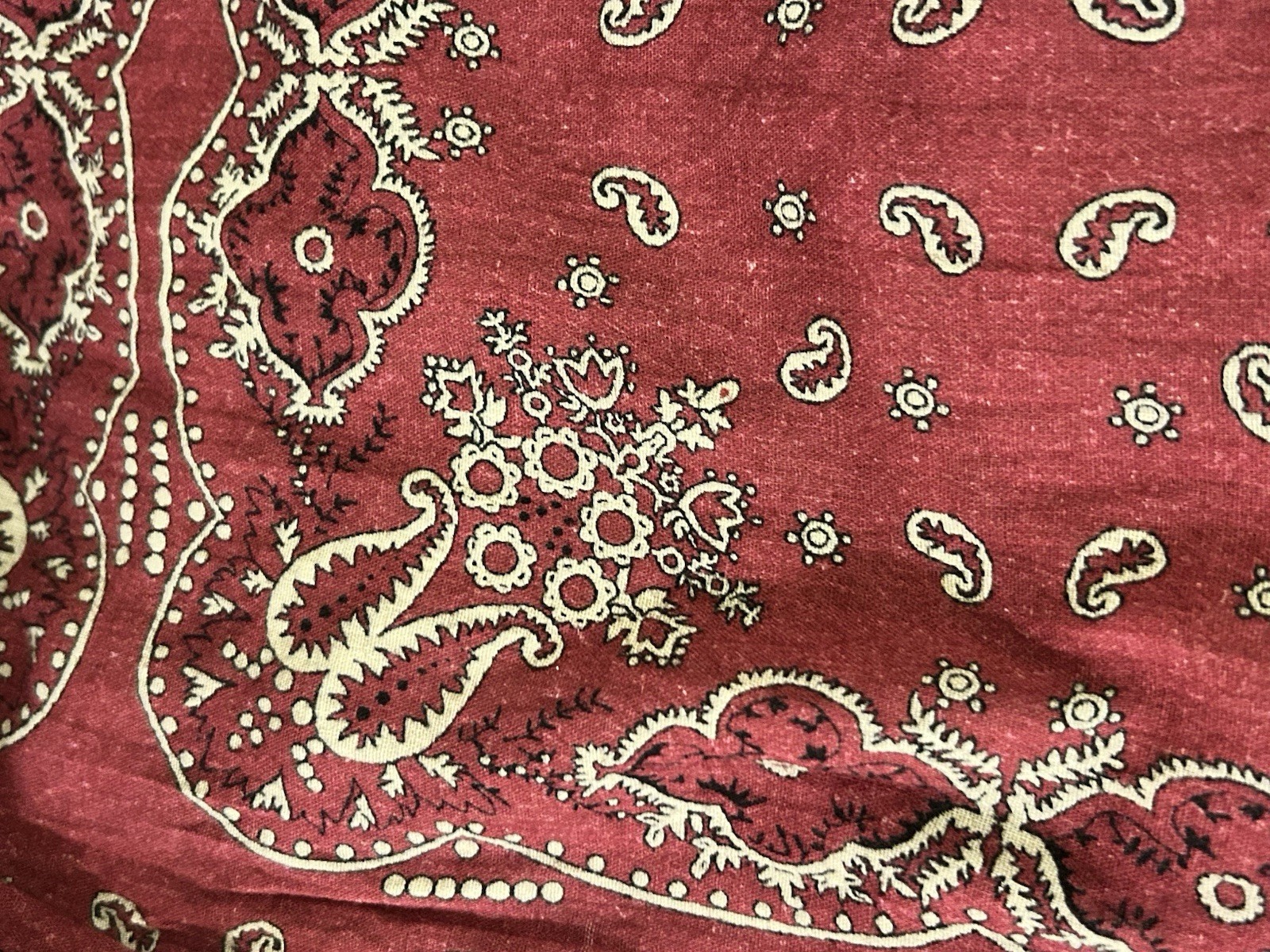Sundance Women’s Red Paisley Button Front Ruffle Cotton Peasant Blouse, M