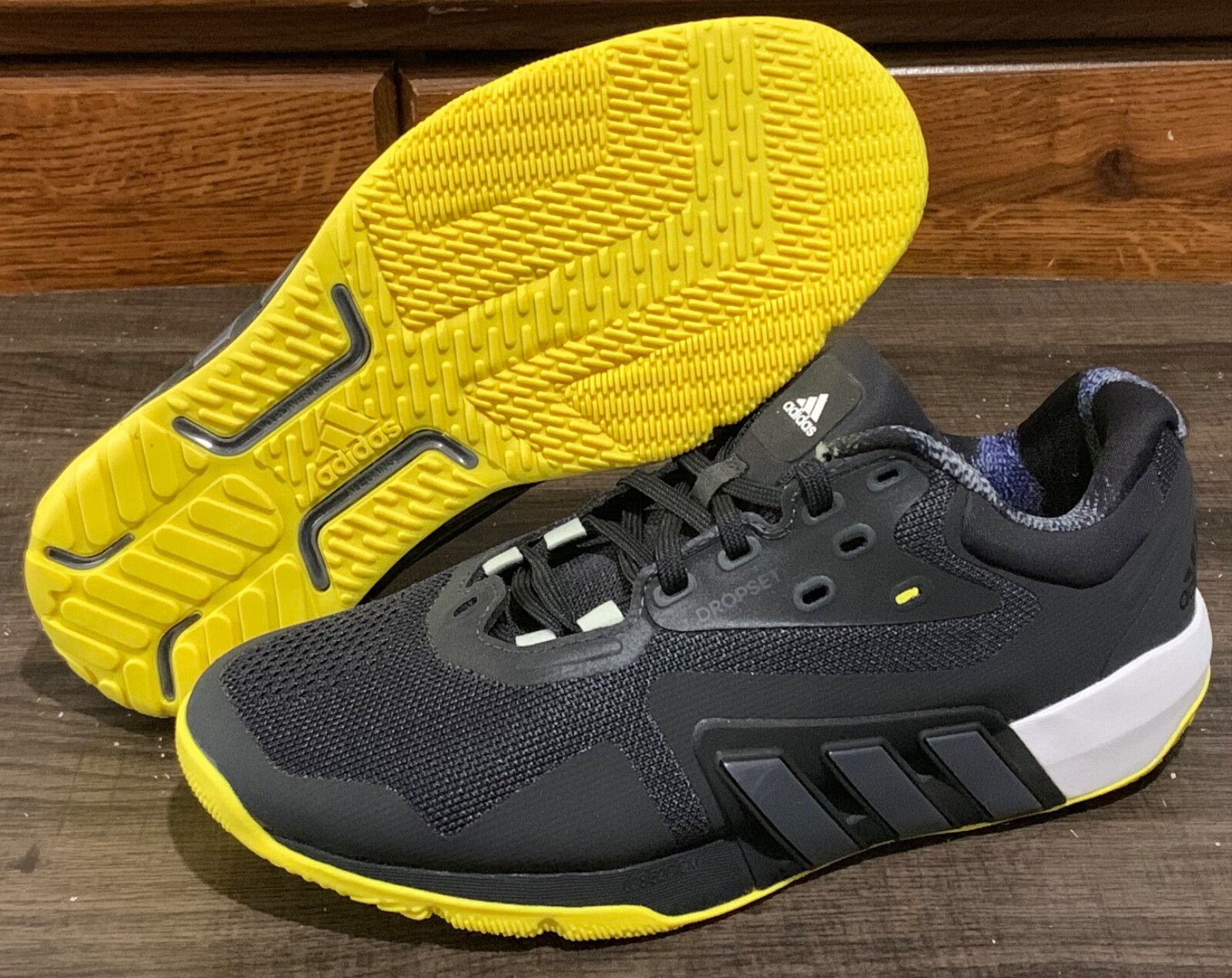 adidas Dropset Trainer Mens Training Shoes Sneakers Carbon/Black/Beam Yellow 7.5