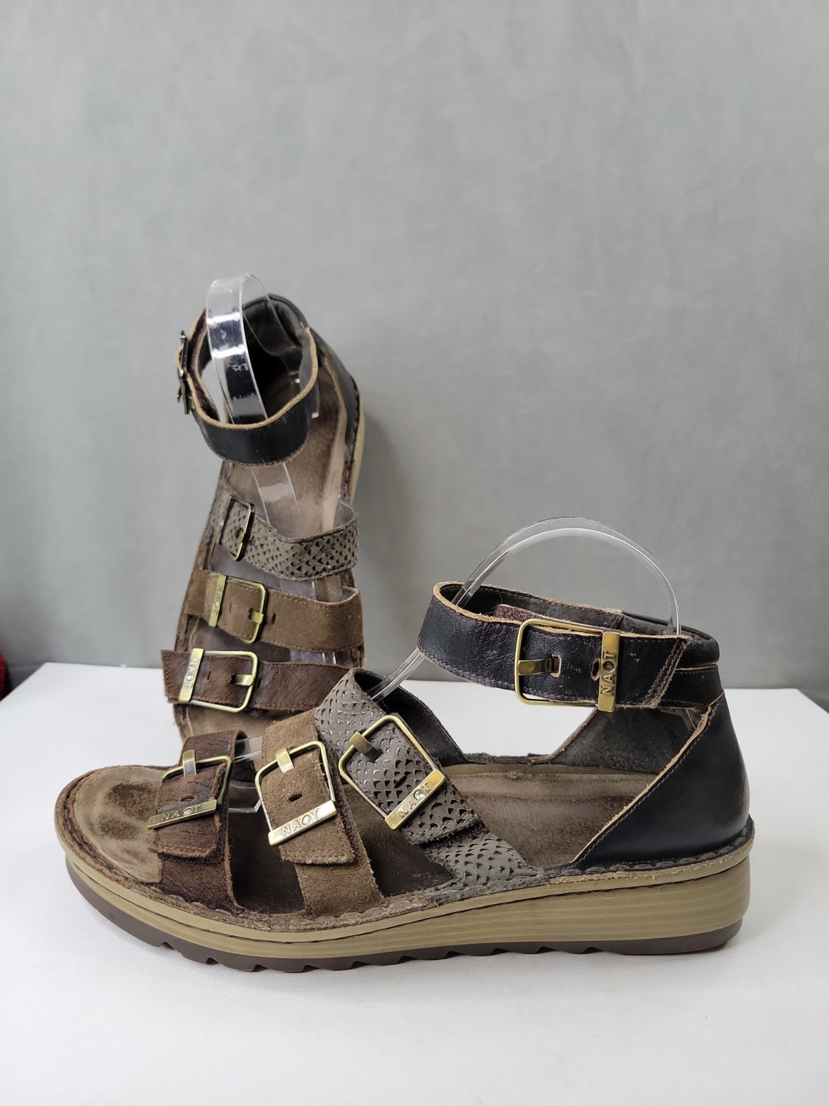Naot Begonia Gladiator Brown Leather Ankle Strap Comfort Sandals EU 40 US 9-9.5