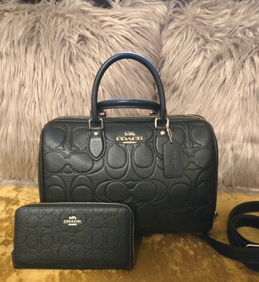 Coach Signature Leather Rowan w/ Detachable Strap and Wallet