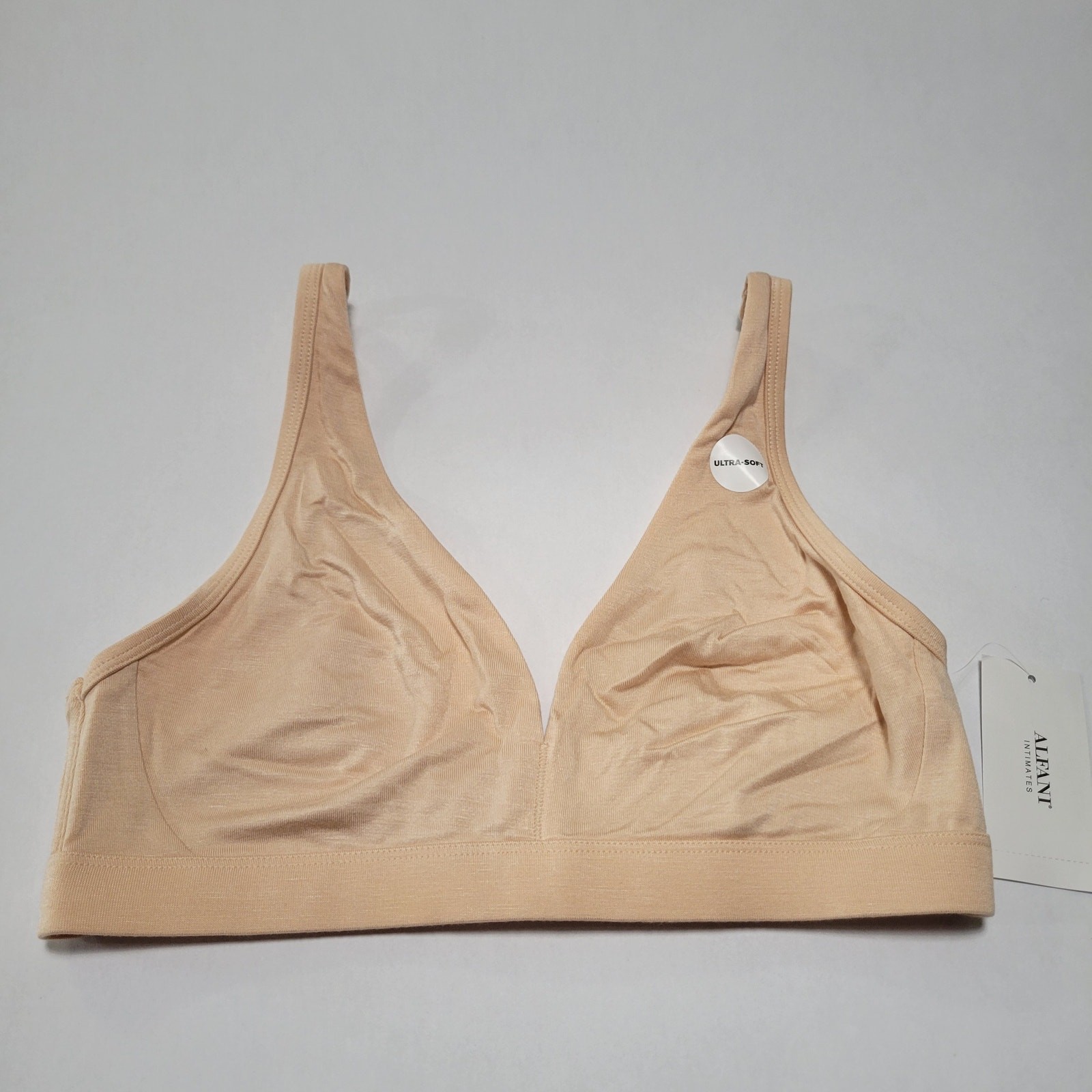 Alfani Super Soft Essential Unlined Bralette Creamy Ivory Beige NWT Size Medium