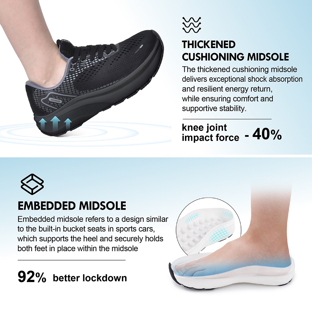 Women Wide-Toe Box Shoes Arch Support Wide Width Sneakers for Running Athletic