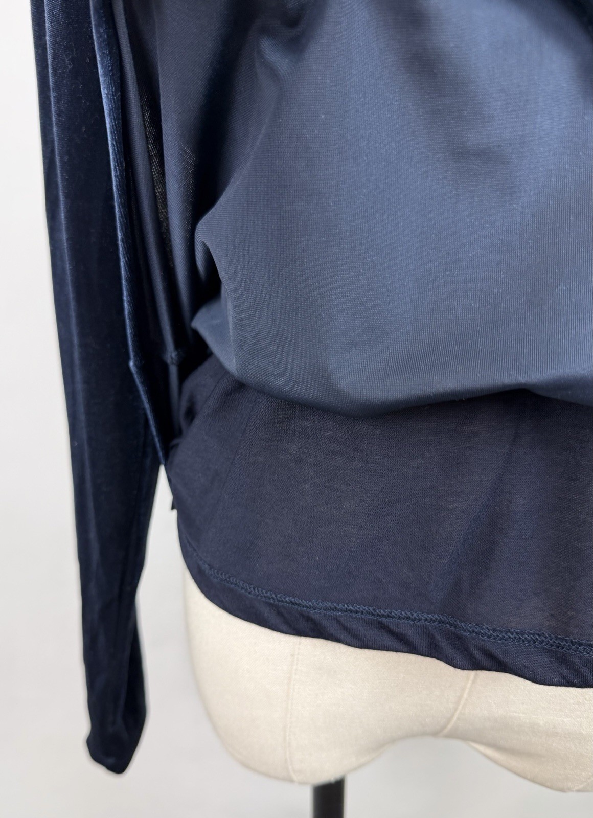 Boden Velvet Shirt Womens 10 Navy Blue Velour Top Minimal Preppy Stretchy Lined